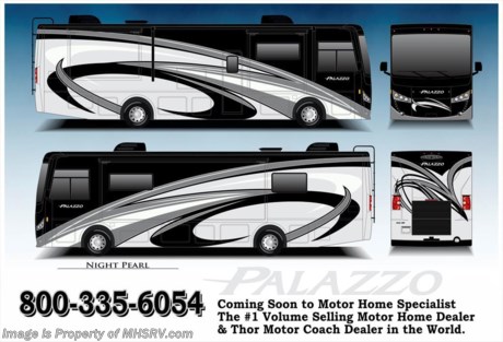/TX 9-1-15 &lt;a href=&quot;http://www.mhsrv.com/thor-motor-coach/&quot;&gt;&lt;img src=&quot;http://www.mhsrv.com/images/sold-thor.jpg&quot; width=&quot;383&quot; height=&quot;141&quot; border=&quot;0&quot;/&gt;&lt;/a&gt;
World&#39;s RV Show Sale Priced Now Through Sept 12, 2015. Call 800-335-6054 for Details. Family Owned &amp; Operated and the #1 Volume Selling Motor Home Dealer in the World as well as the #1 Thor Motor Coach Dealer in the World.  &lt;object width=&quot;400&quot; height=&quot;300&quot;&gt;&lt;param name=&quot;movie&quot; value=&quot;http://www.youtube.com/v/fBpsq4hH-Ws?version=3&amp;amp;hl=en_US&quot;&gt;&lt;/param&gt;&lt;param name=&quot;allowFullScreen&quot; value=&quot;true&quot;&gt;&lt;/param&gt;&lt;param name=&quot;allowscriptaccess&quot; value=&quot;always&quot;&gt;&lt;/param&gt;&lt;embed src=&quot;http://www.youtube.com/v/fBpsq4hH-Ws?version=3&amp;amp;hl=en_US&quot; type=&quot;application/x-shockwave-flash&quot; width=&quot;400&quot; height=&quot;300&quot; allowscriptaccess=&quot;always&quot; allowfullscreen=&quot;true&quot;&gt;&lt;/embed&gt;&lt;/object&gt;   MSRP $213,750. The New 2016 Thor Motor Coach Palazzo Diesel Pusher. Model 33.3 Bunk House. This Diesel Pusher RV features (2) slide-out rooms including a driver&#39;s side full wall slide, bunk beds that can convert to a sofa, booth dinette with LED TV, exterior LED TV, invisible front paint protection &amp; front electric drop-down overhead bunk. The 2016 Palazzo also features a 300 HP Cummins diesel engine with 660 lbs. of torque, Freightliner XC chassis, 6000 Onan diesel generator with AGS, solid surface counters, power driver&#39;s seat, inverter, LCD TV/DVD, residential refrigerator, solid surface countertops, (2) ducted roof A/C units, 3-camera monitoring system, one piece windshield, fiberglass storage compartments, fully automatic hydraulic leveling system, automatic entry step, electric patio awning with integrated LED lighting and much more.  For additional coach information, brochures, window sticker, videos, photos, Palazzo reviews, testimonials as well as additional information about Motor Home Specialist and our manufacturers&#39; please visit us at MHSRV .com or call 800-335-6054. At Motor Home Specialist we DO NOT charge any prep or orientation fees like you will find at other dealerships. All sale prices include a 200 point inspection, interior and exterior wash &amp; detail of vehicle, a thorough coach orientation with an MHS technician, an RV Starter&#39;s kit, a night stay in our delivery park featuring landscaped and covered pads with full hook-ups and much more. Free airport shuttle available with purchase for out-of-town buyers. WHY PAY MORE?... WHY SETTLE FOR LESS?  