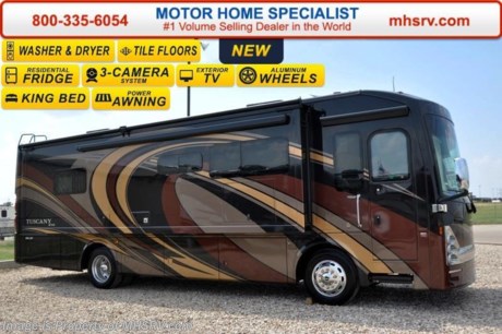 /TX 7-25-16 &lt;a href=&quot;http://www.mhsrv.com/thor-motor-coach/&quot;&gt;&lt;img src=&quot;http://www.mhsrv.com/images/sold-thor.jpg&quot; width=&quot;383&quot; height=&quot;141&quot; border=&quot;0&quot; /&gt;&lt;/a&gt;    Sales price includes $5000 factory rebate! Call 800-335-6054 for Full Details. Offer Ends July 31st 2016.  Family Owned &amp; Operated and the #1 Volume Selling Motor Home Dealer in the World as well as the #1 Thor Motor Coach in the World. &lt;object width=&quot;400&quot; height=&quot;300&quot;&gt;&lt;param name=&quot;movie&quot; value=&quot;http://www.youtube.com/v/fBpsq4hH-Ws?version=3&amp;amp;hl=en_US&quot;&gt;&lt;/param&gt;&lt;param name=&quot;allowFullScreen&quot; value=&quot;true&quot;&gt;&lt;/param&gt;&lt;param name=&quot;allowscriptaccess&quot; value=&quot;always&quot;&gt;&lt;/param&gt;&lt;embed src=&quot;http://www.youtube.com/v/fBpsq4hH-Ws?version=3&amp;amp;hl=en_US&quot; type=&quot;application/x-shockwave-flash&quot; width=&quot;400&quot; height=&quot;300&quot; allowscriptaccess=&quot;always&quot; allowfullscreen=&quot;true&quot;&gt;&lt;/embed&gt;&lt;/object&gt;  MSRP $291,068.  New 2016 Thor Motor Coach Tuscany with 3 slides. Model 34ST. This luxury diesel motorhome measures approximately 35 feet 4 inches in length and is highlighted by a passenger side full wall slide, king size bed, residential refrigerator, stack washer/dryer, 360 HP Cummins Engine w/800 ft lb. torque, Freightliner XC raised rail chassis, 8 KW Onan diesel generator and a 2000 Watt inverter w/100 Amp charge. Options include the beautiful full body, cockpit overhead TV and exterior TV. The Tuscany XTE has one of the most impressive selection of standard features including an Allison 6-speed automatic transmission, high polished aluminum wheels, dual fuel fills, 10,000 lb. hitch, automatic leveling jacks, tinted one piece windshield, invisible bra, slide-out room awning, full basement pass-through storage, side hinge baggage doors, electric windshield solar &amp; privacy roller shade, LED ceiling lighting, hardwood cabinets, chrome power mirrors with heat, electric step well cover, large LCD TV in bedroom, 3-camera monitoring system, home theater system with Blue-Ray DVD, tile flooring, automatic generator start, microwave/convection oven, energy management system as well as heated &amp; enclosed holding tanks and MUCH more.  For additional coach information, brochures, window sticker, videos, photos, Tuscany reviews, testimonials as well as additional information about Motor Home Specialist and our manufacturers&#39; please visit us at MHSRV .com or call 800-335-6054. At Motor Home Specialist we DO NOT charge any prep or orientation fees like you will find at other dealerships. All sale prices include a 200 point inspection, interior and exterior wash &amp; detail of vehicle, a thorough coach orientation with an MHS technician, an RV Starter&#39;s kit, a night stay in our delivery park featuring landscaped and covered pads with full hook-ups and much more. Free airport shuttle available with purchase for out-of-town buyers. WHY PAY MORE?... WHY SETTLE FOR LESS? 