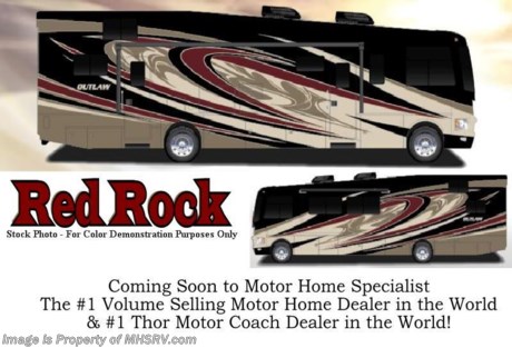 /TX 5/5/15 &lt;a href=&quot;http://www.mhsrv.com/thor-motor-coach/&quot;&gt;&lt;img src=&quot;http://www.mhsrv.com/images/sold-thor.jpg&quot; width=&quot;383&quot; height=&quot;141&quot; border=&quot;0&quot;/&gt;&lt;/a&gt;
Family Owned &amp; Operated and the #1 Volume Selling Motor Home Dealer in the World as well as the #1 Thor Motor Coach Dealer in the World. &lt;object width=&quot;400&quot; height=&quot;300&quot;&gt;&lt;param name=&quot;movie&quot; value=&quot;http://www.youtube.com/v/fBpsq4hH-Ws?version=3&amp;amp;hl=en_US&quot;&gt;&lt;/param&gt;&lt;param name=&quot;allowFullScreen&quot; value=&quot;true&quot;&gt;&lt;/param&gt;&lt;param name=&quot;allowscriptaccess&quot; value=&quot;always&quot;&gt;&lt;/param&gt;&lt;embed src=&quot;http://www.youtube.com/v/fBpsq4hH-Ws?version=3&amp;amp;hl=en_US&quot; type=&quot;application/x-shockwave-flash&quot; width=&quot;400&quot; height=&quot;300&quot; allowscriptaccess=&quot;always&quot; allowfullscreen=&quot;true&quot;&gt;&lt;/embed&gt;&lt;/object&gt;
MSRP $178,186. New 2016 Thor Motor Coach Outlaw Toy Hauler. Model 37LS with slide-out room, Ford 26-Series chassis with Triton V-10 engine, frameless windows, high polished aluminum wheels, residential refrigerator, electric rear patio awning, roller shades on the driver &amp; passenger windows, as well as drop down ramp door with spring assist &amp; railing for patio use. This unit measures approximately 38 feet 6 inches in length. Options include the beautiful full body exterior, 2 opposing leatherette sofas in the garage and frameless dual pane windows. The Outlaw toy hauler RV has an incredible list of standard features for 2016 including beautiful wood &amp; interior decor packages, (3) LCD TVs including an exterior entertainment center, large living room LCD TV on slide-out and LCD TV in garage. You will also find a premium sound system, (3) A/C units, Bluetooth enable coach radio system with exterior speakers, power patio awing with integrated LED lighting, dual side entrance doors, fueling station, 1-piece windshield, a 5500 Onan generator, 3 camera monitoring system, automatic leveling system, Soft Touch leather furniture, leatherette sofa with sleeper, day/night shades and much more. For additional coach information, brochures, window sticker, videos, photos, Outlaw reviews, testimonials as well as additional information about Motor Home Specialist and our manufacturers&#39; please visit us at MHSRV .com or call 800-335-6054. At Motor Home Specialist we DO NOT charge any prep or orientation fees like you will find at other dealerships. All sale prices include a 200 point inspection, interior and exterior wash &amp; detail of vehicle, a thorough coach orientation with an MHS technician, an RV Starter&#39;s kit, a night stay in our delivery park featuring landscaped and covered pads with full hookups and much more. Free airport shuttle available with purchase for out-of-town buyers. WHY PAY MORE?... WHY SETTLE FOR LESS?  &lt;object width=&quot;400&quot; height=&quot;300&quot;&gt;&lt;param name=&quot;movie&quot; value=&quot;//www.youtube.com/v/VZXdH99Xe00?hl=en_US&amp;amp;version=3&quot;&gt;&lt;/param&gt;&lt;param name=&quot;allowFullScreen&quot; value=&quot;true&quot;&gt;&lt;/param&gt;&lt;param name=&quot;allowscriptaccess&quot; value=&quot;always&quot;&gt;&lt;/param&gt;&lt;embed src=&quot;//www.youtube.com/v/VZXdH99Xe00?hl=en_US&amp;amp;version=3&quot; type=&quot;application/x-shockwave-flash&quot; width=&quot;400&quot; height=&quot;300&quot; allowscriptaccess=&quot;always&quot; allowfullscreen=&quot;true&quot;&gt;&lt;/embed&gt;&lt;/object&gt;