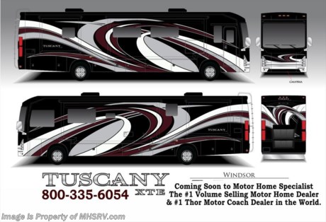 /KS 8-20-15 &lt;a href=&quot;http://www.mhsrv.com/thor-motor-coach/&quot;&gt;&lt;img src=&quot;http://www.mhsrv.com/images/sold-thor.jpg&quot; width=&quot;383&quot; height=&quot;141&quot; border=&quot;0&quot;/&gt;&lt;/a&gt;
World&#39;s RV Show Sale Priced Now Through Sept 12, 2015. Call 800-335-6054 for Details. Family Owned &amp; Operated and the #1 Volume Selling Motor Home Dealer in the World as well as the #1 Thor Motor Coach in the World. &lt;object width=&quot;400&quot; height=&quot;300&quot;&gt;&lt;param name=&quot;movie&quot; value=&quot;http://www.youtube.com/v/fBpsq4hH-Ws?version=3&amp;amp;hl=en_US&quot;&gt;&lt;/param&gt;&lt;param name=&quot;allowFullScreen&quot; value=&quot;true&quot;&gt;&lt;/param&gt;&lt;param name=&quot;allowscriptaccess&quot; value=&quot;always&quot;&gt;&lt;/param&gt;&lt;embed src=&quot;http://www.youtube.com/v/fBpsq4hH-Ws?version=3&amp;amp;hl=en_US&quot; type=&quot;application/x-shockwave-flash&quot; width=&quot;400&quot; height=&quot;300&quot; allowscriptaccess=&quot;always&quot; allowfullscreen=&quot;true&quot;&gt;&lt;/embed&gt;&lt;/object&gt;  MSRP $291,068.  New 2016 Thor Motor Coach Tuscany with 3 slides. Model 36MQ. This luxury diesel motorhome measures approximately 37 feet 8 inches in length and is highlighted by 4 slides slide, king size bed, residential refrigerator, stack washer/dryer, 360 HP Cummins Engine w/800 ft lb. torque, Freightliner XC raised rail chassis, 8 KW Onan diesel generator and a 2000 Watt inverter w/100 Amp charge. Options include the beautiful full body, cockpit overhead TV, sofa/airbed and an exterior TV. The Tuscany XTE has one of the most impressive selection of standard features including an Allison 6-speed automatic transmission, high polished aluminum wheels, dual fuel fills, 10,000 lb. hitch, automatic leveling jacks, tinted one piece windshield, invisible bra, slide-out room awning, full basement pass-through storage, side hinge baggage doors, electric windshield solar &amp; privacy roller shade, LED ceiling lighting, hardwood cabinets, chrome power mirrors with heat, electric step well cover, large LCD TV in bedroom, 3-camera monitoring system, home theater system with Blue-Ray DVD, tile flooring, automatic generator start, microwave/convection oven, energy management system as well as heated &amp; enclosed holding tanks and MUCH more.  For additional coach information, brochures, window sticker, videos, photos, Tuscany reviews, testimonials as well as additional information about Motor Home Specialist and our manufacturers&#39; please visit us at MHSRV .com or call 800-335-6054. At Motor Home Specialist we DO NOT charge any prep or orientation fees like you will find at other dealerships. All sale prices include a 200 point inspection, interior and exterior wash &amp; detail of vehicle, a thorough coach orientation with an MHS technician, an RV Starter&#39;s kit, a night stay in our delivery park featuring landscaped and covered pads with full hook-ups and much more. Free airport shuttle available with purchase for out-of-town buyers. WHY PAY MORE?... WHY SETTLE FOR LESS? 