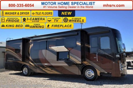 /SD 5-18-16 &lt;a href=&quot;http://www.mhsrv.com/thor-motor-coach/&quot;&gt;&lt;img src=&quot;http://www.mhsrv.com/images/sold-thor.jpg&quot; width=&quot;383&quot; height=&quot;141&quot; border=&quot;0&quot;/&gt;&lt;/a&gt;
**Price includes $5,000 Factory Rebate** Sale Price available at MHSRV.com or call 800-335-6054. You&#39;ll be glad you did! *** Family Owned &amp; Operated and the #1 Volume Selling Motor Home Dealer in the World as well as the #1 Thor Motor Coach in the World. &lt;object width=&quot;400&quot; height=&quot;300&quot;&gt;&lt;param name=&quot;movie&quot; value=&quot;http://www.youtube.com/v/fBpsq4hH-Ws?version=3&amp;amp;hl=en_US&quot;&gt;&lt;/param&gt;&lt;param name=&quot;allowFullScreen&quot; value=&quot;true&quot;&gt;&lt;/param&gt;&lt;param name=&quot;allowscriptaccess&quot; value=&quot;always&quot;&gt;&lt;/param&gt;&lt;embed src=&quot;http://www.youtube.com/v/fBpsq4hH-Ws?version=3&amp;amp;hl=en_US&quot; type=&quot;application/x-shockwave-flash&quot; width=&quot;400&quot; height=&quot;300&quot; allowscriptaccess=&quot;always&quot; allowfullscreen=&quot;true&quot;&gt;&lt;/embed&gt;&lt;/object&gt;  MSRP $291,068.  New 2016 Thor Motor Coach Tuscany with 3 slides. Model 36MQ. This luxury diesel motorhome measures approximately 37 feet 8 inches in length and is highlighted by 4 slides slide, king size bed, residential refrigerator, stack washer/dryer, 360 HP Cummins Engine w/800 ft lb. torque, Freightliner XC raised rail chassis, 8 KW Onan diesel generator and a 2000 Watt inverter w/100 Amp charge. Options include the beautiful full body paint exterior, cockpit overhead TV, sofa/airbed and an exterior TV. The Tuscany XTE has one of the most impressive selection of standard features including an Allison 6-speed automatic transmission, high polished aluminum wheels, dual fuel fills, 10,000 lb. hitch, automatic leveling jacks, tinted one piece windshield, invisible bra, slide-out room awning, full basement pass-through storage, side hinge baggage doors, electric windshield solar &amp; privacy roller shade, LED ceiling lighting, hardwood cabinets, chrome power mirrors with heat, electric step well cover, large LCD TV in bedroom, 3-camera monitoring system, home theater system with Blue-Ray DVD, tile flooring, automatic generator start, microwave/convection oven, energy management system as well as heated &amp; enclosed holding tanks and MUCH more.  For additional coach information, brochures, window sticker, videos, photos, Tuscany reviews, testimonials as well as additional information about Motor Home Specialist and our manufacturers&#39; please visit us at MHSRV .com or call 800-335-6054. At Motor Home Specialist we DO NOT charge any prep or orientation fees like you will find at other dealerships. All sale prices include a 200 point inspection, interior and exterior wash &amp; detail of vehicle, a thorough coach orientation with an MHS technician, an RV Starter&#39;s kit, a night stay in our delivery park featuring landscaped and covered pads with full hook-ups and much more. Free airport shuttle available with purchase for out-of-town buyers. WHY PAY MORE?... WHY SETTLE FOR LESS? 