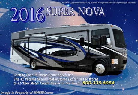 AK &lt;a href=&quot;http://www.mhsrv.com/thor-motor-coach/&quot;&gt;&lt;img src=&quot;http://www.mhsrv.com/images/sold-thor.jpg&quot; width=&quot;383&quot; height=&quot;141&quot; border=&quot;0&quot;/&gt;&lt;/a&gt;
Family Owned &amp; Operated and the #1 Volume Selling Motor Home Dealer in the World as well as the #1 Thor Motor Coach Dealer in the World. &lt;object width=&quot;400&quot; height=&quot;300&quot;&gt;&lt;param name=&quot;movie&quot; value=&quot;http://www.youtube.com/v/fBpsq4hH-Ws?version=3&amp;amp;hl=en_US&quot;&gt;&lt;/param&gt;&lt;param name=&quot;allowFullScreen&quot; value=&quot;true&quot;&gt;&lt;/param&gt;&lt;param name=&quot;allowscriptaccess&quot; value=&quot;always&quot;&gt;&lt;/param&gt;&lt;embed src=&quot;http://www.youtube.com/v/fBpsq4hH-Ws?version=3&amp;amp;hl=en_US&quot; type=&quot;application/x-shockwave-flash&quot; width=&quot;400&quot; height=&quot;300&quot; allowscriptaccess=&quot;always&quot; allowfullscreen=&quot;true&quot;&gt;&lt;/embed&gt;&lt;/object&gt;
MSRP $178,186. New 2016 Thor Motor Coach Outlaw Toy Hauler. Model 37LS with slide-out room, Ford 26-Series chassis with Triton V-10 engine, frameless windows, high polished aluminum wheels, residential refrigerator, electric rear patio awning, roller shades on the driver &amp; passenger windows, as well as drop down ramp door with spring assist &amp; railing for patio use. This unit measures approximately 38 feet 6 inches in length. Options include the beautiful full body exterior, 2 opposing leatherette sofas in the garage and frameless dual pane windows. The Outlaw toy hauler RV has an incredible list of standard features for 2016 including beautiful wood &amp; interior decor packages, (3) LCD TVs including an exterior entertainment center, large living room LCD TV on slide-out and LCD TV in garage. You will also find a premium sound system, (3) A/C units, Bluetooth enable coach radio system with exterior speakers, power patio awing with integrated LED lighting, dual side entrance doors, fueling station, 1-piece windshield, a 5500 Onan generator, 3 camera monitoring system, automatic leveling system, Soft Touch leather furniture, leatherette sofa with sleeper, day/night shades and much more. For additional coach information, brochures, window sticker, videos, photos, Outlaw reviews, testimonials as well as additional information about Motor Home Specialist and our manufacturers&#39; please visit us at MHSRV .com or call 800-335-6054. At Motor Home Specialist we DO NOT charge any prep or orientation fees like you will find at other dealerships. All sale prices include a 200 point inspection, interior and exterior wash &amp; detail of vehicle, a thorough coach orientation with an MHS technician, an RV Starter&#39;s kit, a night stay in our delivery park featuring landscaped and covered pads with full hookups and much more. Free airport shuttle available with purchase for out-of-town buyers. WHY PAY MORE?... WHY SETTLE FOR LESS?  &lt;object width=&quot;400&quot; height=&quot;300&quot;&gt;&lt;param name=&quot;movie&quot; value=&quot;//www.youtube.com/v/VZXdH99Xe00?hl=en_US&amp;amp;version=3&quot;&gt;&lt;/param&gt;&lt;param name=&quot;allowFullScreen&quot; value=&quot;true&quot;&gt;&lt;/param&gt;&lt;param name=&quot;allowscriptaccess&quot; value=&quot;always&quot;&gt;&lt;/param&gt;&lt;embed src=&quot;//www.youtube.com/v/VZXdH99Xe00?hl=en_US&amp;amp;version=3&quot; type=&quot;application/x-shockwave-flash&quot; width=&quot;400&quot; height=&quot;300&quot; allowscriptaccess=&quot;always&quot; allowfullscreen=&quot;true&quot;&gt;&lt;/embed&gt;&lt;/object&gt;