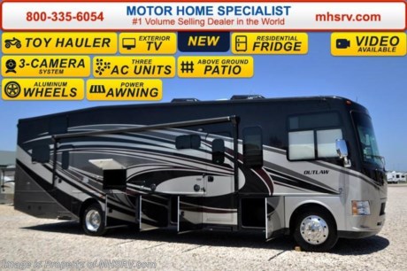 /KS 5-9-16 &lt;a href=&quot;http://www.mhsrv.com/thor-motor-coach/&quot;&gt;&lt;img src=&quot;http://www.mhsrv.com/images/sold-thor.jpg&quot; width=&quot;383&quot; height=&quot;141&quot; border=&quot;0&quot;/&gt;&lt;/a&gt;
Family Owned &amp; Operated and the #1 Volume Selling Motor Home Dealer in the World as well as the #1 Thor Motor Coach Dealer in the World. &lt;object width=&quot;400&quot; height=&quot;300&quot;&gt;&lt;param name=&quot;movie&quot; value=&quot;http://www.youtube.com/v/fBpsq4hH-Ws?version=3&amp;amp;hl=en_US&quot;&gt;&lt;/param&gt;&lt;param name=&quot;allowFullScreen&quot; value=&quot;true&quot;&gt;&lt;/param&gt;&lt;param name=&quot;allowscriptaccess&quot; value=&quot;always&quot;&gt;&lt;/param&gt;&lt;embed src=&quot;http://www.youtube.com/v/fBpsq4hH-Ws?version=3&amp;amp;hl=en_US&quot; type=&quot;application/x-shockwave-flash&quot; width=&quot;400&quot; height=&quot;300&quot; allowscriptaccess=&quot;always&quot; allowfullscreen=&quot;true&quot;&gt;&lt;/embed&gt;&lt;/object&gt;
MSRP $178,186. New 2016 Thor Motor Coach Outlaw Toy Hauler. Model 37LS with slide-out room, Ford 26-Series chassis with Triton V-10 engine, frameless windows, high polished aluminum wheels, residential refrigerator, electric rear patio awning, roller shades on the driver &amp; passenger windows, as well as drop down ramp door with spring assist &amp; railing for patio use. This unit measures approximately 38 feet 6 inches in length. Options include the beautiful full body exterior, 2 opposing leatherette sofas in the garage and frameless dual pane windows. The Outlaw toy hauler RV has an incredible list of standard features for 2016 including beautiful wood &amp; interior decor packages, (3) LCD TVs including an exterior entertainment center, large living room LCD TV on slide-out and LCD TV in garage. You will also find a premium sound system, (3) A/C units, Bluetooth enable coach radio system with exterior speakers, power patio awing with integrated LED lighting, dual side entrance doors, fueling station, 1-piece windshield, a 5500 Onan generator, 3 camera monitoring system, automatic leveling system, Soft Touch leather furniture, leatherette sofa with sleeper, day/night shades and much more. For additional coach information, brochures, window sticker, videos, photos, Outlaw reviews, testimonials as well as additional information about Motor Home Specialist and our manufacturers&#39; please visit us at MHSRV .com or call 800-335-6054. At Motor Home Specialist we DO NOT charge any prep or orientation fees like you will find at other dealerships. All sale prices include a 200 point inspection, interior and exterior wash &amp; detail of vehicle, a thorough coach orientation with an MHS technician, an RV Starter&#39;s kit, a night stay in our delivery park featuring landscaped and covered pads with full hookups and much more. Free airport shuttle available with purchase for out-of-town buyers. WHY PAY MORE?... WHY SETTLE FOR LESS?  &lt;object width=&quot;400&quot; height=&quot;300&quot;&gt;&lt;param name=&quot;movie&quot; value=&quot;//www.youtube.com/v/VZXdH99Xe00?hl=en_US&amp;amp;version=3&quot;&gt;&lt;/param&gt;&lt;param name=&quot;allowFullScreen&quot; value=&quot;true&quot;&gt;&lt;/param&gt;&lt;param name=&quot;allowscriptaccess&quot; value=&quot;always&quot;&gt;&lt;/param&gt;&lt;embed src=&quot;//www.youtube.com/v/VZXdH99Xe00?hl=en_US&amp;amp;version=3&quot; type=&quot;application/x-shockwave-flash&quot; width=&quot;400&quot; height=&quot;300&quot; allowscriptaccess=&quot;always&quot; allowfullscreen=&quot;true&quot;&gt;&lt;/embed&gt;&lt;/object&gt;