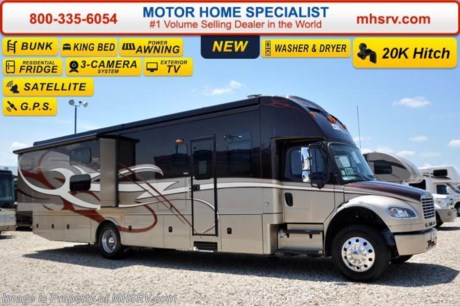 /TX 6/15/15 &lt;a href=&quot;http://www.mhsrv.com/other-rvs-for-sale/dynamax-rv/&quot;&gt;&lt;img src=&quot;http://www.mhsrv.com/images/sold-dynamax.jpg&quot; width=&quot;383&quot; height=&quot;141&quot; border=&quot;0&quot;/&gt;&lt;/a&gt;
Family Owned &amp; Operated and the #1 Volume Selling Motor Home Dealer in the World as well as the #1 Dynamax DX3 Dealer in the World.  &lt;object width=&quot;400&quot; height=&quot;300&quot;&gt;&lt;param name=&quot;movie&quot; value=&quot;http://www.youtube.com/v/fBpsq4hH-Ws?version=3&amp;amp;hl=en_US&quot;&gt;&lt;/param&gt;&lt;param name=&quot;allowFullScreen&quot; value=&quot;true&quot;&gt;&lt;/param&gt;&lt;param name=&quot;allowscriptaccess&quot; value=&quot;always&quot;&gt;&lt;/param&gt;&lt;embed src=&quot;http://www.youtube.com/v/fBpsq4hH-Ws?version=3&amp;amp;hl=en_US&quot; type=&quot;application/x-shockwave-flash&quot; width=&quot;400&quot; height=&quot;300&quot; allowscriptaccess=&quot;always&quot; allowfullscreen=&quot;true&quot;&gt;&lt;/embed&gt;&lt;/object&gt;
MSRP $298,383. 2016 DynaMax DX3 model 37BH with 2 slides &amp; bunks. Perhaps the most luxurious yet affordable Super C motor home on the market! New features for 2016 include the exclusive D-Max design which maximizes structural integrity &amp; stability, Blistein oversized shock absorbers, newly designed aerodynamic fiberglass front &amp; rear caps, vacuum-Laminated 2&quot; insulated floor, one-piece fiberglass roof, Roto-Formed ribbed storage compartments, side-hinged aluminum compartment doors with paddle latches, integrated Carefree Mirage roof-mounted awnings with LED lighting, heavy duty electric triple series 25 entry step, clear vision frameless windows, Aqua-Hot Hydronic System, Sani-Con emptying system with macerating pump, luxurious porcelain tile flooring, decorative crown molding, MCD day/night shades, solid surface countertops, king size Serta Euro top foam mattress, dual 18,000 BTU A/Cs with heat pumps, 8KW Onan diesel generator, 3,000 watt inverter with low voltage automatic start and 2 upgraded 4D AGM house batteries. This Model 36FK is powered by the upgraded 9.0L Cummins 350HP diesel engine with 1,000 lbs. of torque &amp; massive 33,000 lb. Freightliner M-2 chassis with 20,000 lb. hitch and 4 point fully automatic hydraulic leveling jacks. Options include the Autumn Glimmer full body exterior 4-Color package, Southern Comfort interior, bunk DVD players and a stackable washer dryer. The DX3 also features a Early American Cherry wood package, an exterior LCD TV &amp; entertainment center, Jacobs C-Brake with low/off/high dash switch, Allison transmission, air brakes with 4 wheel ABS, twin 50 gallon aluminum fuel tanks, electric power windows, remote keyless pad at entry door, 40 inch LCD TV in the living area, Blue-Ray home theater system, In-Motion satellite, flush mounted LED ceiling lights, convection microwave, residential refrigerator, touch screen premium AM/FM/CD/DVD radio, GPS with color monitor, color back-up camera and two color side view cameras.  For additional coach information, brochures, window sticker, videos, photos, DX3 reviews &amp; testimonials as well as additional information about Motor Home Specialist and our manufacturers please visit us at MHSRV .com or call 800-335-6054. At Motor Home Specialist we DO NOT charge any prep or orientation fees like you will find at other dealerships. All sale prices include a 200 point inspection, interior &amp; exterior wash &amp; detail of vehicle, a thorough coach orientation with an MHS technician, an RV Starter&#39;s kit, a nights stay in our delivery park featuring landscaped and covered pads with full hook-ups and much more. WHY PAY MORE?... WHY SETTLE FOR LESS?