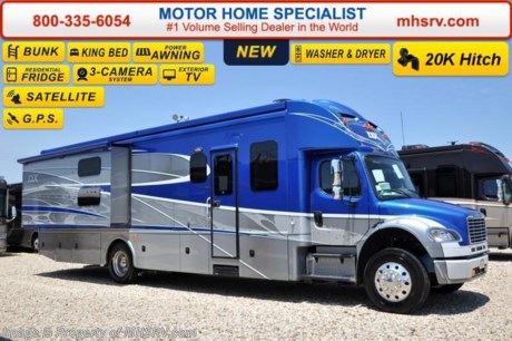 /SOLD 6/27/15
Family Owned &amp; Operated and the #1 Volume Selling Motor Home Dealer in the World as well as the #1 Dynamax DX3 Dealer in the World.  &lt;object width=&quot;400&quot; height=&quot;300&quot;&gt;&lt;param name=&quot;movie&quot; value=&quot;http://www.youtube.com/v/fBpsq4hH-Ws?version=3&amp;amp;hl=en_US&quot;&gt;&lt;/param&gt;&lt;param name=&quot;allowFullScreen&quot; value=&quot;true&quot;&gt;&lt;/param&gt;&lt;param name=&quot;allowscriptaccess&quot; value=&quot;always&quot;&gt;&lt;/param&gt;&lt;embed src=&quot;http://www.youtube.com/v/fBpsq4hH-Ws?version=3&amp;amp;hl=en_US&quot; type=&quot;application/x-shockwave-flash&quot; width=&quot;400&quot; height=&quot;300&quot; allowscriptaccess=&quot;always&quot; allowfullscreen=&quot;true&quot;&gt;&lt;/embed&gt;&lt;/object&gt;
MSRP $298,383. 2016 DynaMax DX3 model 37BH with 2 slides &amp; bunks. Perhaps the most luxurious yet affordable Super C motor home on the market! New features for 2016 include the exclusive D-Max design which maximizes structural integrity &amp; stability, Blistein oversized shock absorbers, newly designed aerodynamic fiberglass front &amp; rear caps, vacuum-Laminated 2&quot; insulated floor, one-piece fiberglass roof, Roto-Formed ribbed storage compartments, side-hinged aluminum compartment doors with paddle latches, integrated Carefree Mirage roof-mounted awnings with LED lighting, heavy duty electric triple series 25 entry step, clear vision frameless windows, Aqua-Hot Hydronic System, Sani-Con emptying system with macerating pump, luxurious porcelain tile flooring, decorative crown molding, MCD day/night shades, solid surface countertops, king size Serta Euro top foam mattress, dual 18,000 BTU A/Cs with heat pumps, 8KW Onan diesel generator, 3,000 watt inverter with low voltage automatic start and 2 upgraded 4D AGM house batteries. This Model 36FK is powered by the upgraded 9.0L Cummins 350HP diesel engine with 1,000 lbs. of torque &amp; massive 33,000 lb. Freightliner M-2 chassis with 20,000 lb. hitch and 4 point fully automatic hydraulic leveling jacks. Options include the Cosmic Blue full body exterior 4-Color package, Smokey Topaz interior, bunk DVD players and a stackable washer dryer. The DX3 also features a Early American Cherry wood package, an exterior LCD TV &amp; entertainment center, Jacobs C-Brake with low/off/high dash switch, Allison transmission, air brakes with 4 wheel ABS, twin 50 gallon aluminum fuel tanks, electric power windows, remote keyless pad at entry door, 40 inch LCD TV in the living area, Blue-Ray home theater system, In-Motion satellite, flush mounted LED ceiling lights, convection microwave, residential refrigerator, touch screen premium AM/FM/CD/DVD radio, GPS with color monitor, color back-up camera and two color side view cameras.  For additional coach information, brochures, window sticker, videos, photos, DX3 reviews &amp; testimonials as well as additional information about Motor Home Specialist and our manufacturers please visit us at MHSRV .com or call 800-335-6054. At Motor Home Specialist we DO NOT charge any prep or orientation fees like you will find at other dealerships. All sale prices include a 200 point inspection, interior &amp; exterior wash &amp; detail of vehicle, a thorough coach orientation with an MHS technician, an RV Starter&#39;s kit, a nights stay in our delivery park featuring landscaped and covered pads with full hook-ups and much more. WHY PAY MORE?... WHY SETTLE FOR LESS?