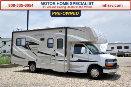 /TX 6-30-15 &lt;a href=&quot;http://www.mhsrv.com/coachmen-rv/&quot;&gt;&lt;img src=&quot;http://www.mhsrv.com/images/sold-coachmen.jpg&quot; width=&quot;383&quot; height=&quot;141&quot; border=&quot;0&quot;/&gt;&lt;/a&gt;
Used Coachmen RV for Sale- 2014 Coachmen Leprechaun 220QB with slide and only 3,222 miles. This RV is approximately 25 feet in length with a Chevrolet 4500 engine, power mirrors with heat, power windows and locks, dual airbags, 4KW Onan generator with 10 hours, power patio awning, slide-out room toppers, gas/electric water heater, wheel simulators, LED running lights, exterior shower, tank heater, roof ladder, 5K lb. hitch, back up camera, exterior entertainment center, booth converts to sleeper, fold up counter, microwave, 3 burner range with oven, sink covers, all in 1 bath, glass door shower, cab over bunk, ducted A/C, 3 flat panel TVs and much more.  For additional information and photos please visit Motor Home Specialist at www.MHSRV .com or call 800-335-6054.