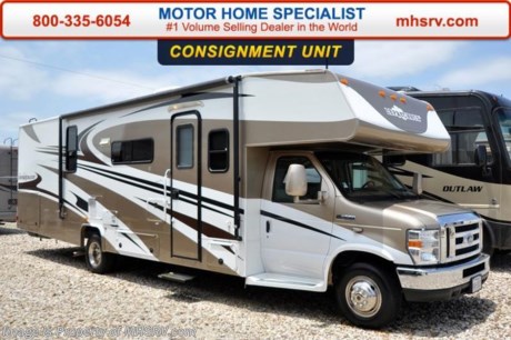 **picked up** **Consignment** Used Coachmen RV for Sale- 2009 Coachmen Leprechaun 320DS with 2 slides and 19,732 miles. This RV is approximately 32 feet in length with a Ford 6.8L engine, Ford 450 chassis, power mirrors with heat, power windows and locks, 4KW Onan generator with 153 hours, patio awning, slide-out room toppers, gas/electric water heater, Ride-Rite air assist, LED running lights, black tank rinsing system, exterior shower, 5 K lb. hitch, roof ladder, exterior speakers, soft touch ceilings, convection microwave, 3 burner range with oven, pillow top mattress, cab over bunk, ducted A/C and 2 LCD TVs. For additional information and photos please visit Motor Home Specialist at www.MHSRV .com or call 800-335-6054.