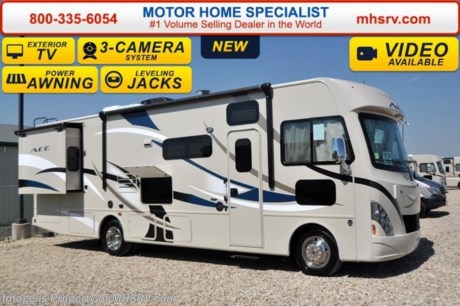 /TX 11-5-15 &lt;a href=&quot;http://www.mhsrv.com/thor-motor-coach/&quot;&gt;&lt;img src=&quot;http://www.mhsrv.com/images/sold-thor.jpg&quot; width=&quot;383&quot; height=&quot;141&quot; border=&quot;0&quot;/&gt;&lt;/a&gt;
Receive a $1,000 VISA Gift Card with purchase from Motor Home Specialist while supplies last. *Family Owned &amp; Operated and the #1 Volume Selling Motor Home Dealer in the World as well as the #1 Thor Motor Coach Dealer in the World.
&lt;object width=&quot;400&quot; height=&quot;300&quot;&gt;&lt;param name=&quot;movie&quot; value=&quot;http://www.youtube.com/v/fBpsq4hH-Ws?version=3&amp;amp;hl=en_US&quot;&gt;&lt;/param&gt;&lt;param name=&quot;allowFullScreen&quot; value=&quot;true&quot;&gt;&lt;/param&gt;&lt;param name=&quot;allowscriptaccess&quot; value=&quot;always&quot;&gt;&lt;/param&gt;&lt;embed src=&quot;http://www.youtube.com/v/fBpsq4hH-Ws?version=3&amp;amp;hl=en_US&quot; type=&quot;application/x-shockwave-flash&quot; width=&quot;400&quot; height=&quot;300&quot; allowscriptaccess=&quot;always&quot; allowfullscreen=&quot;true&quot;&gt;&lt;/embed&gt;&lt;/object&gt; MSRP $112,038. New 2016 Thor Motor Coach A.C.E. Model EVO 30.1. The A.C.E. is the class A &amp; C Evolution. It Combines many of the most popular features of a class A motor home and a class C motor home to make something truly unique to the RV industry. This unit measures approximately 30 feet 10 inches in length featuring 2 slide out rooms. Optional equipment includes beautiful HD-Max exterior, bedroom TV, (2) 12V attic fans, upgraded 15.0 BTU A/C and a second auxiliary battery. The A.C.E. also features a Ford Triton V-10 engine, frameless windows, power charging station, drop down overhead bunk, power side mirrors with integrated side view cameras, hydraulic leveling jacks, a mud-room, roof ladder, 4000 Onan Micro-Quiet generator, electric patio awning with integrated LED lights, AM/FM/CD, reclining swivel leatherette captain&#39;s chairs, stainless steel wheel liners, hitch, systems control center, valve stem extenders, refrigerator, microwave, water heater, one-piece windshield with &quot;20/20 vision&quot; front cap that helps eliminate heat and sunlight from getting into the drivers vision, floor level cockpit window for better visibility while turning, a &quot;below floor&quot; furnace and water heater helping keep the noise to an absolute minimum and the exhaust away from the kids and pets, cockpit mirrors, slide-out workstation in the dash and much more.  For additional coach information, brochures, window sticker, videos, photos, A.C.E. reviews &amp; testimonials as well as additional information about Motor Home Specialist and our manufacturers please visit us at MHSRV .com or call 800-335-6054. At Motor Home Specialist we DO NOT charge any prep or orientation fees like you will find at other dealerships. All sale prices include a 200 point inspection, interior &amp; exterior wash &amp; detail of vehicle, a thorough coach orientation with an MHS technician, an RV Starter&#39;s kit, a nights stay in our delivery park featuring landscaped and covered pads with full hook-ups and much more. WHY PAY MORE?... WHY SETTLE FOR LESS?