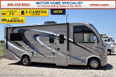 /SOLD 9/28/15 LATVIA
Family Owned &amp; Operated and the #1 Volume Selling Motor Home Dealer in the World as well as the #1 Thor Motor Coach Dealer in the World.  &lt;iframe width=&quot;400&quot; height=&quot;300&quot; src=&quot;https://www.youtube.com/embed/M6f0nvJ2zi0&quot; frameborder=&quot;0&quot; allowfullscreen&gt;&lt;/iframe&gt; Thor Motor Coach has done it again with the world&#39;s first RUV! (Recreational Utility Vehicle) Check out the all new 2016 Thor Motor Coach Axis RUV Model 24.1 with Slide-Out Room and two beds that convert to a large bed! MSRP $99,581. The Axis combines Style, Function, Affordability &amp; Innovation like no other RV available in the industry today! It is powered by a Ford Triton V-10 engine and is approximately 25 ft. 11 inches. Taking superior drivability even one step further, the Axis will also feature something normally only found in a high-end luxury diesel pusher motor coach... an Independent Front Suspension system! With a style all its own the Axis will provide superior handling and fuel economy and appeal to couples &amp; family RVers as well. You will also find another full size power drop down bunk above the cockpit, sofa/sleeper, spacious living room and even pass-through exterior storage. Optional equipment includes the HD-Max colored sidewalls and graphics, bedroom TV, exterior TV, (2) attic fans, an upgraded 15.0 BTU A/C, heated holding tanks and a second auxiliary battery. You will also be pleased to find a host of feature appointments that include tinted and frameless windows, a power patio awning with LED lights, convection microwave (N/A with oven option), 3 burner cooktop, living room TV, LED ceiling lights, Onan 4000 generator, gas/electric water heater, power and heated mirrors with integrated side-view cameras, back-up camera, 8,000lb. trailer hitch, cabinet doors with designer door fronts and a spacious cockpit design with unparalleled visibility as well as a fold out map/laptop table and an additional cab table that can easily be stored when traveling.  For additional coach information, brochures, window sticker, videos, photos, Axis reviews, testimonials as well as additional information about Motor Home Specialist and our manufacturers&#39; please visit us at MHSRV .com or call 800-335-6054. At Motor Home Specialist we DO NOT charge any prep or orientation fees like you will find at other dealerships. All sale prices include a 200 point inspection, interior and exterior wash &amp; detail of vehicle, a thorough coach orientation with an MHS technician, an RV Starter&#39;s kit, a night stay in our delivery park featuring landscaped and covered pads with full hook-ups and much more. Free airport shuttle available with purchase for out-of-town buyers. WHY PAY MORE?... WHY SETTLE FOR LESS? 