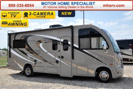 /SOLD 9/28/15 TX
Family Owned &amp; Operated and the #1 Volume Selling Motor Home Dealer in the World as well as the #1 Thor Motor Coach Dealer in the World.  &lt;iframe width=&quot;400&quot; height=&quot;300&quot; src=&quot;https://www.youtube.com/embed/M6f0nvJ2zi0&quot; frameborder=&quot;0&quot; allowfullscreen&gt;&lt;/iframe&gt; Thor Motor Coach has done it again with the world&#39;s first RUV! (Recreational Utility Vehicle) Check out the all new 2016 Thor Motor Coach Axis RUV Model 24.1 with Slide-Out Room and two beds that convert to a large bed! MSRP $98,581. The Axis combines Style, Function, Affordability &amp; Innovation like no other RV available in the industry today! It is powered by a Ford Triton V-10 engine and is approximately 25 ft. 11 inches. Taking superior drivability even one step further, the Axis will also feature something normally only found in a high-end luxury diesel pusher motor coach... an Independent Front Suspension system! With a style all its own the Axis will provide superior handling and fuel economy and appeal to couples &amp; family RVers as well. You will also find another full size power drop down bunk above the cockpit, sofa/sleeper, spacious living room and even pass-through exterior storage. Optional equipment includes the HD-Max colored sidewalls and graphics, bedroom TV, exterior TV, (2) attic fans, an upgraded 15.0 BTU A/C, heated holding tanks and a second auxiliary battery. You will also be pleased to find a host of feature appointments that include tinted and frameless windows, a power patio awning with LED lights, convection microwave (N/A with oven option), 3 burner cooktop, living room TV, LED ceiling lights, Onan 4000 generator, gas/electric water heater, power and heated mirrors with integrated side-view cameras, back-up camera, 8,000lb. trailer hitch, cabinet doors with designer door fronts and a spacious cockpit design with unparalleled visibility as well as a fold out map/laptop table and an additional cab table that can easily be stored when traveling.  For additional coach information, brochures, window sticker, videos, photos, Axis reviews, testimonials as well as additional information about Motor Home Specialist and our manufacturers&#39; please visit us at MHSRV .com or call 800-335-6054. At Motor Home Specialist we DO NOT charge any prep or orientation fees like you will find at other dealerships. All sale prices include a 200 point inspection, interior and exterior wash &amp; detail of vehicle, a thorough coach orientation with an MHS technician, an RV Starter&#39;s kit, a night stay in our delivery park featuring landscaped and covered pads with full hook-ups and much more. Free airport shuttle available with purchase for out-of-town buyers. WHY PAY MORE?... WHY SETTLE FOR LESS? 