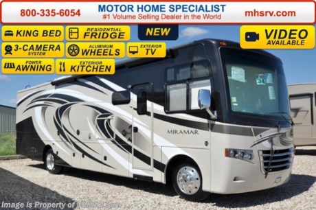 /SOLD 9/28/15 FL
*Family Owned &amp; Operated and the #1 Volume Selling Motor Home Dealer in the World as well as the #1 Thor Motor Coach Dealer in the World.  
&lt;object width=&quot;400&quot; height=&quot;300&quot;&gt;&lt;param name=&quot;movie&quot; value=&quot;http://www.youtube.com/v/fBpsq4hH-Ws?version=3&amp;amp;hl=en_US&quot;&gt;&lt;/param&gt;&lt;param name=&quot;allowFullScreen&quot; value=&quot;true&quot;&gt;&lt;/param&gt;&lt;param name=&quot;allowscriptaccess&quot; value=&quot;always&quot;&gt;&lt;/param&gt;&lt;embed src=&quot;http://www.youtube.com/v/fBpsq4hH-Ws?version=3&amp;amp;hl=en_US&quot; type=&quot;application/x-shockwave-flash&quot; width=&quot;400&quot; height=&quot;300&quot; allowscriptaccess=&quot;always&quot; allowfullscreen=&quot;true&quot;&gt;&lt;/embed&gt;&lt;/object&gt; 
MSRP $152,288. The New 2016 Thor Motor Coach Miramar 34.2 Model. This luxury class A gas motor home measures approximately 35 feet 10 inches in length and features a driver&#39;s side full wall slide and a king size bed. Options include the beautiful Spiced Delight HD-Max exterior and electric fireplace. The 2016 Thor Motor Coach Miramar also features one of the most impressive lists of standard equipment in the RV industry including a Ford Triton V-10 engine, 5-speed automatic transmission, Ford 22 Series chassis with 22.5 Michelin tires and high polished aluminum wheels, automatic leveling system with touch pad controls, power patio awning with LED lights, frameless windows, slide-out room awning toppers, heated/remote exterior mirrors with integrated side view cameras, side hinged baggage doors, halogen headlamps with LED accent lights, heated and enclosed holding tanks, residential refrigerator, LCD TVs, DVD, 5500 Onan generator, gas/electric water heater and the RAPID CAMP remote system. Rapid Camp allows you to operate your slide-out room, generator, leveling jacks when applicable, power awning, selective lighting and more all from a touchscreen remote control. For additional coach information, brochures, window sticker, videos, photos, Miramar reviews, testimonials as well as additional information about Motor Home Specialist and our manufacturers&#39; please visit us at MHSRV .com or call 800-335-6054. At Motor Home Specialist we DO NOT charge any prep or orientation fees like you will find at other dealerships. All sale prices include a 200 point inspection, interior and exterior wash &amp; detail of vehicle, a thorough coach orientation with an MHS technician, an RV Starter&#39;s kit, a night stay in our delivery park featuring landscaped and covered pads with full hook-ups and much more. Free airport shuttle available with purchase for out-of-town buyers. WHY PAY MORE?... WHY SETTLE FOR LESS? 
&lt;object width=&quot;400&quot; height=&quot;300&quot;&gt;&lt;param name=&quot;movie&quot; value=&quot;//www.youtube.com/v/wsGkgVdi1T8?version=3&amp;amp;hl=en_US&quot;&gt;&lt;/param&gt;&lt;param name=&quot;allowFullScreen&quot; value=&quot;true&quot;&gt;&lt;/param&gt;&lt;param name=&quot;allowscriptaccess&quot; value=&quot;always&quot;&gt;&lt;/param&gt;&lt;embed src=&quot;//www.youtube.com/v/wsGkgVdi1T8?version=3&amp;amp;hl=en_US&quot; type=&quot;application/x-shockwave-flash&quot; width=&quot;400&quot; height=&quot;300&quot; allowscriptaccess=&quot;always&quot; allowfullscreen=&quot;true&quot;&gt;&lt;/embed&gt;&lt;/object&gt;