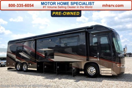 /SOLD - 7/16/15- TX
Pre-Owned Entegra RV for Sale- 2014 Entegra Cornerstone 45B with 4 slides and 10,116 miles. This RV is approximately 44 feet 7 inches in length with Cummins 600HP engine with side radiator, Spartan raised rail chassis with IFS &amp; tag axle, power mirrors with heat, GPS, power pedals, 12.5KW Onan generator with 111 hours, power patio and door awnings, window awnings, slide-out room toppers, Aqua Hot, 50 amp power cord reel, pass-thru storage with side swing baggage doors, exterior freezer, 2 power slide-out cargo trays, aluminum wheels, keyless entry, power water hose reel, exterior shower, fiberglass roof, 15K lb. hitch, automatic leveling system, 3 camera monitoring system, exterior entertainment center, 2 Magnum inverters, ceramic tile floors, multi-plex lighting, all electric coach, sofa with sleeper, dual pane windows, power solar/black-out shades, ceiling fan, fireplace, convection microwave, dishwasher, solid surface counter, dishwasher, residential refrigerator, bath &amp; 1/2, solid surface counters, washer/dryer stack, glass door shower, king size dual sleep number bed, safe, 3 ducted roof A/Cs, 4 LCD TVs and much more. For additional information and photos please visit Motor Home Specialist at www.MHSRV .com or call 800-335-6054.