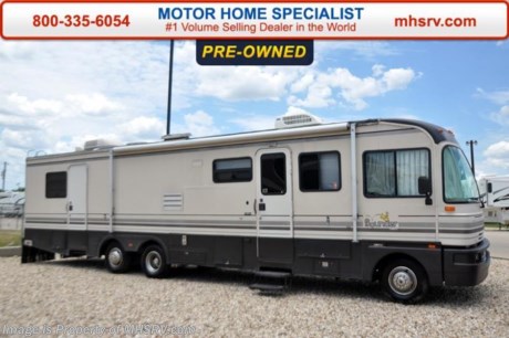 /SOLD - 7/16/15- TN
Used Fleetwood RV for Sale- 1993 Fleetwood Bounder 34J is approximately 37 feet 7 inches in length with 87,528 miles, Ford engine, Ford chassis, cruise control, curtains, CD player, 7KW Onan generator, patio &amp; window awnings, water heater, power steps, pass-thru storage, wheel simulators, exterior shower, roof ladder, 3.5K lb. hitch, power leveling, back up camera, sofa with sleeper, booth converts to sleeper, night shades, microwave, 4 burner range with oven, refrigerator, all in 1 bath, washer/dryer combo, pillow top mattress, 2 ducted A/Cs and much more. For additional information and photos please visit Motor Home Specialist at www.MHSRV .com or call 800-335-6054.