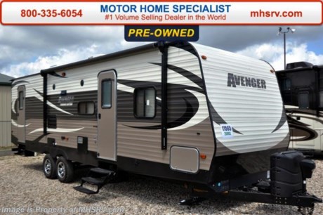 /TX 6-30-15 &lt;a href=&quot;http://www.mhsrv.com/travel-trailers/&quot;&gt;&lt;img src=&quot;http://www.mhsrv.com/images/sold-traveltrailer.jpg&quot; width=&quot;383&quot; height=&quot;141&quot; border=&quot;0&quot;/&gt;&lt;/a&gt;
Used Primetime Travel Trailer for Sale- 2015 Primetime Avenger 28DBS is approximately  29 feet 10 inches in length with a slide power patio awning, gas/electric water heater, pass-thru storage, aluminum wheels, exterior shower, sofa with sleeper, booth converts to sleeper, night shades, microwave, 3 burner range with oven, all in 1 bath, bunk beds, ducted A/C and much more. For additional information and photos please visit Motor Home Specialist at www.MHSRV .com or call 800-335-6054.