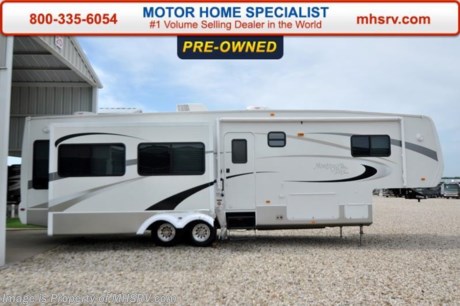 /SOLD - 7/16/15- TX
Used K-Z Fifth Wheel RV for Sale-2008 K-Z Montego Bay is approximately 36 feet in length with a 5.5KW Onan generator with 93 hours, patio awning, gas/electric water heater, 50 amp service, pass-thru storage, full length slide-out cargo tray, aluminum wheels, black tank rinsing system, exterior shower, roof ladder, sofa with sleeper, 2 Lazy Boy style recliners, computer desk, dual pane windows, day/night shades, Fantastic Vent, ceiling fan, microwave, 3 burner range with oven, solid surface counter, refrigerator, glass door shower with seat, king size bed, ducted roof A/Cs and much more. For additional information and photos please visit Motor Home Specialist at www.MHSRV .com or call 800-335-6054.