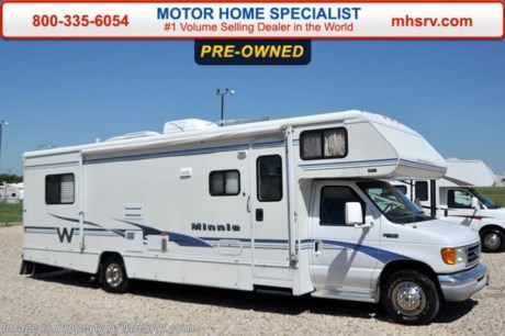 /TX 9-1-15 &lt;a href=&quot;http://www.mhsrv.com/winnebago-rvs/&quot;&gt;&lt;img src=&quot;http://www.mhsrv.com/images/sold-winnebago.jpg&quot; width=&quot;383&quot; height=&quot;141&quot; border=&quot;0&quot;/&gt;&lt;/a&gt;
Used Winnebago RV for Sale- 2003 Winnebago Minnie WF331 with slide and 52,372 miles. This RV is approximately 31 feet in length with a Ford 6.8L engine, Ford 450 chassis, power mirrors with heat, power windows and locks, 4KW Onan generator with 79 hours, patio awning, slide-out room toppers, water heater, tank heater, gravel shield, fiberglass roof with ladder, hydraulic leveling system, back up camera, exterior entertainment center, sofa with sleeper, booth converts to sleeper, day/night shades, microwave, fold up counter, 3 burner range with oven, refrigerator, glass door shower, cab over bunk, ducted A/C, 2 LCD TVs and much more. For additional information and photos please visit Motor Home Specialist at www.MHSRV .com or call 800-335-6054.