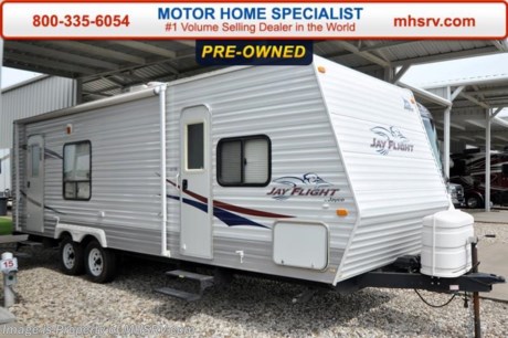 /SOLD 7/20/15 - TX
Used Jayco RV for Sale-  2009 Jayco Jayflight 24RKS is approximately 25 feet in length with a slide, patio awning, gas/electric water heater, pass-thru storage, exterior shower, booth converts to sleeper, blinds, microwave,  burner range with oven, refrigerator, all in 1 bath, ducted A/C and much more. For additional information and photos please visit Motor Home Specialist at www.MHSRV .com or call 800-335-6054.