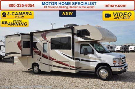/TX 12/31/15 &lt;a href=&quot;http://www.mhsrv.com/thor-motor-coach/&quot;&gt;&lt;img src=&quot;http://www.mhsrv.com/images/sold-thor.jpg&quot; width=&quot;383&quot; height=&quot;141&quot; border=&quot;0&quot;/&gt;&lt;/a&gt;
*#1 Volume Selling Motor Home Dealer in the World. MSRP $94,349. New 2016 Thor Motor Coach Chateau Class C RV Model 26A with Ford E-450 chassis, Ford Triton V-10 engine &amp; 8,000 lb. trailer hitch. This unit measures approximately 27 feet in length with a slide. Optional equipment includes the all new HD-Max exterior color, bedroom TV, convection microwave, leatherette sofa, child safety tether, upgraded A/C, exterior shower, heated holding tanks, second auxiliary battery, wheel liners, keyless cab entry, valve stem extenders, spare tire, back up monitor, heated &amp; remote exterior mirrors with side cameras, leatherette driver &amp; passenger chairs, cockpit carpet mat and wood dash applique. The Chateau Class C RV has an incredible list of standard features for 2016 as well including power windows and locks, power patio awning with integrated LED lighting, roof ladder, in-dash media center w/DVD/CD/AM/FM &amp; Bluetooth, deluxe exterior mirrors, bunk ladder, refrigerator, oven, microwave, large TV on swivel in cab-over, power vent in bath, skylight above shower, 4000 Onan generator, auto transfer switch, roof A/C, cab A/C, battery disconnect switch, auxiliary battery, gas/electric water heater and much more. For additional information, brochures, and videos please visit Motor Home Specialist at  MHSRV .com or Call 800-335-6054. At Motor Home Specialist we DO NOT charge any prep or orientation fees like you will find at other dealerships. All sale prices include a 200 point inspection, interior and exterior wash &amp; detail of vehicle, a thorough coach orientation with an MHS technician, an RV Starter&#39;s kit, a night stay in our delivery park featuring landscaped and covered pads with full hook-ups and much more. Free airport shuttle available with purchase for out-of-town buyers. Read From THOUSANDS of Testimonials at MHSRV .com and See What They Had to Say About Their Experience at Motor Home Specialist. WHY PAY MORE?...... WHY SETTLE FOR LESS? 