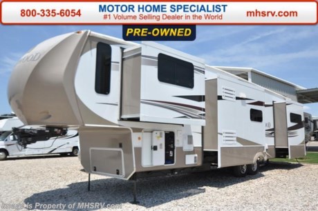 /SOLD 9/28/15 TX
Used Thor Fifth Wheel RV for Sale- 2012 Thor Redwood 36F is approximately 40 feet in length with 5 slides, power patio awning, gas/electric water heater, 50 amp service, aluminum wheels, black tank rinsing system, exterior shower, roof ladder, automatic leveling system, leather sofa, dual pane windows, 2 leather chairs, fireplace, ceiling fan, convection microwave, 3 burner range, central vacuum, sink covers, solid surface counter, 4 door refrigerator, all in 1 bath, glass door shower, king bed, 2 ducted A/Cs, 2 flat panel TVs and much more. For additional information and photos please visit Motor Home Specialist at www.MHSRV .com or call 800-335-6054.