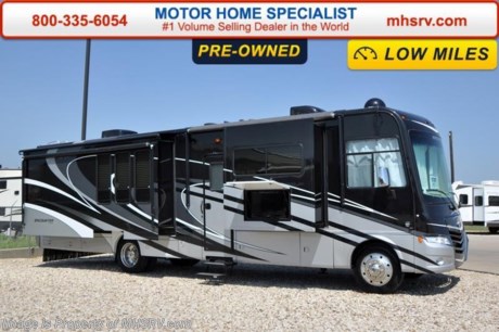 /TX 9-1-15 &lt;a href=&quot;http://www.mhsrv.com/coachmen-rv/&quot;&gt;&lt;img src=&quot;http://www.mhsrv.com/images/sold-coachmen.jpg&quot; width=&quot;383&quot; height=&quot;141&quot; border=&quot;0&quot;/&gt;&lt;/a&gt;
Used Coachmen RV for Sale- 2013 Coachmen Encounter 37TZ with 3 slides and 6,758 miles. This RV is approximately 37 feet in length with a Ford V10 engine, Ford chassis, power visors, power mirrors with heat, 5.5KW Onan generator with 87 hours, 2 power patio awnings, gas/electric water heater, pass-thru storage with side swing baggage doors, aluminum wheels, water filtration system, exterior shower, 5K lb. hitch, automatic leveling system, 3 camera monitoring system, exterior entertainment center, ceramic tile floors, soft touch ceilings, leather sofa, computer desk, day/night shades, fireplace, convection microwave, 3 burner range, solid surface counter, sink covers, all in 1 bath, glass door shower, king size bed, 3 flat panel TVs, 2 A/Cs and much more. For additional information and photos please visit Motor Home Specialist at www.MHSRV .com or call 800-335-6054.