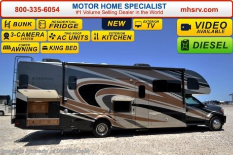 /TX 11-24-15 &lt;a href=&quot;http://www.mhsrv.com/thor-motor-coach/&quot;&gt;&lt;img src=&quot;http://www.mhsrv.com/images/sold-thor.jpg&quot; width=&quot;383&quot; height=&quot;141&quot; border=&quot;0&quot;/&gt;&lt;/a&gt;
*Family Owned &amp; Operated and the #1 Volume Selling Motor Home Dealer in the World as well as the #1 Thor Motor Coach Dealer in the World. MSRP $178,043. New 2016 Thor Motor Coach 35SB Bunk Model Super C motor home with a full wall slide. This unit is approximately 35 feet 11 inches in length and is powered by a powerful 300 HP Powerstroke 6.7L diesel engine with 660 lb. ft. of torque. It rides on a Ford F-550 XLT chassis with a 6-speed automatic transmission and boast a 10,000 lb. hitch, extreme duty 4 wheel ABS disc brakes and an electronic brake controller integrated into the dash. The 2016 Chateau Super C also features an exterior entertainment center, diesel generator, dual roof air conditioners, power patio awning, one-touch automatic leveling system, residential refrigerator, 30 inch over-the-range microwave, solid surface counter-top, touch screen AM/FM/CD/MP3 player, back-up monitor with side view cameras, remote heated exterior mirrors, power windows and locks, leatherette driver &amp; passenger captain&#39;s chairs, fiberglass running boards, soft touch ceilings, heavy duty ball bearing drawer guides, bedroom LCD TV, large LCD TV in the living area, inverter and heated holding tanks. For additional coach information, brochures, window sticker, videos, photos, Chateau reviews, testimonials as well as additional information about Motor Home Specialist and our manufacturers&#39; please visit us at MHSRV .com or call 800-335-6054. At Motor Home Specialist we DO NOT charge any prep or orientation fees like you will find at other dealerships. All sale prices include a 200 point inspection, interior and exterior wash &amp; detail of vehicle, a thorough coach orientation with an MHS technician, an RV Starter&#39;s kit, a night stay in our delivery park featuring landscaped and covered pads with full hook-ups and much more. Free airport shuttle available with purchase for out-of-town buyers. WHY PAY MORE?... WHY SETTLE FOR LESS?  &lt;object width=&quot;400&quot; height=&quot;300&quot;&gt;&lt;param name=&quot;movie&quot; value=&quot;//www.youtube.com/v/VZXdH99Xe00?hl=en_US&amp;amp;version=3&quot;&gt;&lt;/param&gt;&lt;param name=&quot;allowFullScreen&quot; value=&quot;true&quot;&gt;&lt;/param&gt;&lt;param name=&quot;allowscriptaccess&quot; value=&quot;always&quot;&gt;&lt;/param&gt;&lt;embed src=&quot;//www.youtube.com/v/VZXdH99Xe00?hl=en_US&amp;amp;version=3&quot; type=&quot;application/x-shockwave-flash&quot; width=&quot;400&quot; height=&quot;300&quot; allowscriptaccess=&quot;always&quot; allowfullscreen=&quot;true&quot;&gt;&lt;/embed&gt;&lt;/object&gt; 