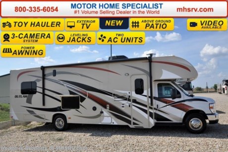 /TX 11-5-15 &lt;a href=&quot;http://www.mhsrv.com/thor-motor-coach/&quot;&gt;&lt;img src=&quot;http://www.mhsrv.com/images/sold-thor.jpg&quot; width=&quot;383&quot; height=&quot;141&quot; border=&quot;0&quot;/&gt;&lt;/a&gt;
*Family Owned &amp; Operated and the #1 Volume Selling Motor Home Dealer in the World as well as the #1 Thor Motor Coach Dealer in the World.  &lt;object width=&quot;400&quot; height=&quot;300&quot;&gt;&lt;param name=&quot;movie&quot; value=&quot;http://www.youtube.com/v/fBpsq4hH-Ws?version=3&amp;amp;hl=en_US&quot;&gt;&lt;/param&gt;&lt;param name=&quot;allowFullScreen&quot; value=&quot;true&quot;&gt;&lt;/param&gt;&lt;param name=&quot;allowscriptaccess&quot; value=&quot;always&quot;&gt;&lt;/param&gt;&lt;embed src=&quot;http://www.youtube.com/v/fBpsq4hH-Ws?version=3&amp;amp;hl=en_US&quot; type=&quot;application/x-shockwave-flash&quot; width=&quot;400&quot; height=&quot;300&quot; allowscriptaccess=&quot;always&quot; allowfullscreen=&quot;true&quot;&gt;&lt;/embed&gt;&lt;/object&gt;
MSRP $116,156. New 2016 Thor Motor Coach Outlaw Toy Hauler. Model 29H with slide-out, Ford E-450 chassis, 6.8L V-10 engine with 305 HP and 420 lb-ft torque, 8,000K lb. hitch and a garage door that converts to an outside patio deck. This unit measures approximately 30 feet 9 inches in length. Optional equipment includes the beautiful HD-Max exterior, exterior entertainment center, fully automatic hydraulic leveling jacks, power driver&#39;s seat, holding tanks with heat pads, (2) 12V attic fans, bug screen curtain in the garage and 2 fold down leatherette sofas in the garage.  The Outlaw toy hauler RV has an incredible list of standard features including beautiful wood &amp; interior decor packages, large swivel TV with DVD player in the cab over bunk area, power patio awning, exterior shower, heated exterior mirrors, 3 camera monitoring system, valve stem extenders, 3 burner range, convection microwave, flat panel TV in the garage, 4.0 Micro Quiet Onan generator, gas/electric water heater and much more. For additional coach information, brochures, window sticker, videos, photos, Outlaw reviews, testimonials as well as additional information about Motor Home Specialist and our manufacturers&#39; please visit us at MHSRV .com or call 800-335-6054. At Motor Home Specialist we DO NOT charge any prep or orientation fees like you will find at other dealerships. All sale prices include a 200 point inspection, interior and exterior wash &amp; detail of vehicle, a thorough coach orientation with an MHS technician, an RV Starter&#39;s kit, a night stay in our delivery park featuring landscaped and covered pads with full hook-ups and much more. Free airport shuttle available with purchase for out-of-town buyers. WHY PAY MORE?... WHY SETTLE FOR LESS? 