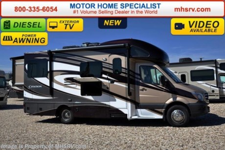 /UT 11-24-15 &lt;a href=&quot;http://www.mhsrv.com/thor-motor-coach/&quot;&gt;&lt;img src=&quot;http://www.mhsrv.com/images/sold-thor.jpg&quot; width=&quot;383&quot; height=&quot;141&quot; border=&quot;0&quot;/&gt;&lt;/a&gt;
*Family Owned &amp; Operated and the #1 Volume Selling Motor Home Dealer in the World as well as the #1 Thor Motor Coach Dealer in the World. MSRP $129,603. New 2016 Thor Motor Coach Chateau Citation Sprinter Diesel. Model 24SR. This RV measures approximately 24 ft. 10in. in length &amp; features 2 slide-out rooms and LED TV on a slide. Optional equipment includes the beautiful full body paint exterior, diesel generator, power vent, 13.5 low profile A/C with heat pump, exterior TV, bedroom TV, holding tanks with heat pads and second auxiliary battery. The all new 2016 Chateau Citation Sprinter also features a turbo diesel engine, AM/FM/CD, power windows &amp; locks, keyless entry, power vent, back up camera, solid surface kitchen counter, 3-point seat belts, driver &amp; passenger airbags, heated remote side mirrors, fiberglass running boards, spare tire, hitch, back-up monitor, roof ladder, outside shower, slide-out awning, electric step &amp; much more. For additional coach information, brochures, window sticker, videos, photos, Citation reviews, testimonials as well as additional information about Motor Home Specialist and our manufacturers&#39; please visit us at MHSRV .com or call 800-335-6054. At Motor Home Specialist we DO NOT charge any prep or orientation fees like you will find at other dealerships. All sale prices include a 200 point inspection, interior and exterior wash &amp; detail of vehicle, a thorough coach orientation with an MHS technician, an RV Starter&#39;s kit, a night stay in our delivery park featuring landscaped and covered pads with full hook-ups and much more. Free airport shuttle available with purchase for out-of-town buyers. WHY PAY MORE?... WHY SETTLE FOR LESS? 