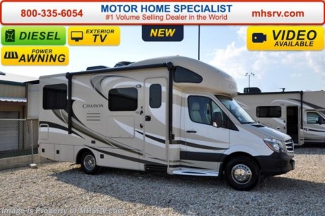 /TX 5-9-16 &lt;a href=&quot;http://www.mhsrv.com/thor-motor-coach/&quot;&gt;&lt;img src=&quot;http://www.mhsrv.com/images/sold-thor.jpg&quot; width=&quot;383&quot; height=&quot;141&quot; border=&quot;0&quot;/&gt;&lt;/a&gt;
*Family Owned &amp; Operated and the #1 Volume Selling Motor Home Dealer in the World as well as the #1 Thor Motor Coach Dealer in the World. MSRP $115,840. New 2016 Thor Motor Coach Chateau Citation Sprinter Diesel. Model 24SR. This RV measures approximately 24 ft. 10in. in length &amp; features 2 slide-out rooms and LED TV on a slide. Optional equipment includes a power vent, 13.5 low profile A/C with heat pump, exterior TV, bedroom TV, holding tanks with heat pads and second auxiliary battery. The all new 2016 Chateau Citation Sprinter also features a turbo diesel engine, AM/FM/CD, power windows &amp; locks, keyless entry, power vent, back up camera, solid surface kitchen counter, 3-point seat belts, driver &amp; passenger airbags, heated remote side mirrors, fiberglass running boards, spare tire, hitch, back-up monitor, roof ladder, outside shower, slide-out awning, electric step &amp; much more. For additional coach information, brochures, window sticker, videos, photos, Citation reviews, testimonials as well as additional information about Motor Home Specialist and our manufacturers&#39; please visit us at MHSRV .com or call 800-335-6054. At Motor Home Specialist we DO NOT charge any prep or orientation fees like you will find at other dealerships. All sale prices include a 200 point inspection, interior and exterior wash &amp; detail of vehicle, a thorough coach orientation with an MHS technician, an RV Starter&#39;s kit, a night stay in our delivery park featuring landscaped and covered pads with full hook-ups and much more. Free airport shuttle available with purchase for out-of-town buyers. WHY PAY MORE?... WHY SETTLE FOR LESS? 