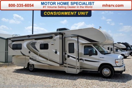 /CO 9-1-15 &lt;a href=&quot;http://www.mhsrv.com/thor-motor-coach/&quot;&gt;&lt;img src=&quot;http://www.mhsrv.com/images/sold-thor.jpg&quot; width=&quot;383&quot; height=&quot;141&quot; border=&quot;0&quot;/&gt;&lt;/a&gt;
**Consignment** Used 2015 Thor Motor Coach Chateau Class C RV. Model 28F with slide-out, king size bed, Ford E-350 chassis &amp; Ford Triton V-10 engine. This unit measures approximately 29 feet 4 inches in length with the HD-Max exterior, cabover entertainment center with 39&quot; TV/DVD player &amp; soundbar, fully automatic hydraulic leveling jacks, bedroom TV with DVD player, exterior entertainment center, convection microwave, child safety tether, 12V attic fan, upgraded 15.0 BTU A/C, exterior shower, second auxiliary battery, spare tire, heated remote exterior mirrors with integrated side view cameras, leatherette driver &amp; passenger seats, cockpit carpet mat, wood dash appliqu&#233;, gas/electric water heater, electric patio awning with LED lighting, an LCD TV, power windows and locks, tinted coach glass, molded front cap, double door refrigerator, skylight, roof ladder, roof A/C unit, 4000 Onan Micro Quiet generator, slick fiberglass exterior, full extension drawer glides, bedspread &amp; pillow shams and much more. For additional information and photos please visit Motor Home Specialist at www.MHSRV .com or call 800-335-6054.