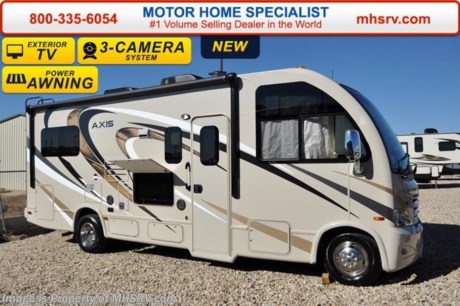 /TX 3/21/16 &lt;a href=&quot;http://www.mhsrv.com/thor-motor-coach/&quot;&gt;&lt;img src=&quot;http://www.mhsrv.com/images/sold-thor.jpg&quot; width=&quot;383&quot; height=&quot;141&quot; border=&quot;0&quot;/&gt;&lt;/a&gt;
Family Owned &amp; Operated and the #1 Volume Selling Motor Home Dealer in the World as well as the #1 Thor Motor Coach Dealer in the World.  &lt;iframe width=&quot;400&quot; height=&quot;300&quot; src=&quot;https://www.youtube.com/embed/M6f0nvJ2zi0&quot; frameborder=&quot;0&quot; allowfullscreen&gt;&lt;/iframe&gt; Thor Motor Coach has done it again with the world&#39;s first RUV! (Recreational Utility Vehicle) Check out the all new 2016 Thor Motor Coach Axis RUV Model 24.1 with Slide-Out Room and two beds that convert to a large bed! MSRP $104,419. The Axis combines Style, Function, Affordability &amp; Innovation like no other RV available in the industry today! It is powered by a Ford Triton V-10 engine and is approximately 25 ft. 11 inches. Taking superior drivability even one step further, the Axis will also feature something normally only found in a high-end luxury diesel pusher motor coach... an Independent Front Suspension system! With a style all its own the Axis will provide superior handling and fuel economy and appeal to couples &amp; family RVers as well. You will also find another full size power drop down bunk above the cockpit, sofa/sleeper, spacious living room and even pass-through exterior storage. Optional equipment includes the HD-Max colored sidewalls and graphics, bedroom TV, exterior TV, (2) attic fans, an upgraded 15.0 BTU A/C, 3 burner range with oven, heated holding tanks and a second auxiliary battery. You will also be pleased to find a host of feature appointments that include tinted and frameless windows, a power patio awning with LED lights, convection microwave (N/A with oven option), 3 burner cooktop, living room TV, LED ceiling lights, Onan 4000 generator, gas/electric water heater, power and heated mirrors with integrated side-view cameras, back-up camera, 8,000lb. trailer hitch, cabinet doors with designer door fronts and a spacious cockpit design with unparalleled visibility as well as a fold out map/laptop table and an additional cab table that can easily be stored when traveling.  For additional coach information, brochures, window sticker, videos, photos, Axis reviews, testimonials as well as additional information about Motor Home Specialist and our manufacturers&#39; please visit us at MHSRV .com or call 800-335-6054. At Motor Home Specialist we DO NOT charge any prep or orientation fees like you will find at other dealerships. All sale prices include a 200 point inspection, interior and exterior wash &amp; detail of vehicle, a thorough coach orientation with an MHS technician, an RV Starter&#39;s kit, a night stay in our delivery park featuring landscaped and covered pads with full hook-ups and much more. Free airport shuttle available with purchase for out-of-town buyers. WHY PAY MORE?... WHY SETTLE FOR LESS? 