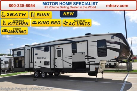 /SOLD 9/28/15 TX
Family Owned &amp; Operated. Largest Selection, Lowest Prices &amp; the Premier Service &amp; Walk-Through Process that can only be found at the #1 Volume Selling Motor Home Dealer in the World! From $10K to $2 Million... We gotcha&#39; Covered!   &lt;object width=&quot;400&quot; height=&quot;300&quot;&gt;&lt;param name=&quot;movie&quot; value=&quot;//www.youtube.com/v/op5S5EdxcQM?version=3&amp;amp;hl=en_US&quot;&gt;&lt;/param&gt;&lt;param name=&quot;allowFullScreen&quot; value=&quot;true&quot;&gt;&lt;/param&gt;&lt;param name=&quot;allowscriptaccess&quot; value=&quot;always&quot;&gt;&lt;/param&gt;&lt;embed src=&quot;//www.youtube.com/v/op5S5EdxcQM?version=3&amp;amp;hl=en_US&quot; type=&quot;application/x-shockwave-flash&quot; width=&quot;400&quot; height=&quot;300&quot; allowscriptaccess=&quot;always&quot; allowfullscreen=&quot;true&quot;&gt;&lt;/embed&gt;&lt;/object&gt; 
&lt;object width=&quot;400&quot; height=&quot;300&quot;&gt;&lt;param name=&quot;movie&quot; value=&quot;http://www.youtube.com/v/fBpsq4hH-Ws?version=3&amp;amp;hl=en_US&quot;&gt;&lt;/param&gt;&lt;param name=&quot;allowFullScreen&quot; value=&quot;true&quot;&gt;&lt;/param&gt;&lt;param name=&quot;allowscriptaccess&quot; value=&quot;always&quot;&gt;&lt;/param&gt;&lt;embed src=&quot;http://www.youtube.com/v/fBpsq4hH-Ws?version=3&amp;amp;hl=en_US&quot; type=&quot;application/x-shockwave-flash&quot; width=&quot;400&quot; height=&quot;300&quot; allowscriptaccess=&quot;always&quot; allowfullscreen=&quot;true&quot;&gt;&lt;/embed&gt;&lt;/object&gt;   ElkRidge luxury 5th wheels offer the ultimate in leisure living. MSRP $64,941. New 2016 Heartland Elkridge 38RSRT fifth wheel RV approximately 41 feet 7 inches in length featuring 2 baths, king sized bed and a camp kitchen. Options include pearl high gloss exterior fiberglass, upgraded graphics, painted metal, 72&quot; Hide-A-Bed IPO rear bunk, salon style sofa IPO dinette &amp; sofa with recliners, 4 door refrigerator, electric fireplace and a second ducted A/C. This beautiful fifth wheel also includes the Elkridge Summit Package option which includes glazed woodbridge cabinetry with hidden hinges, solid surface kitchen countertop, LED interior lighting, 15.0 K BTU A/C, 88 degree turning radius front cap, dexter axles with EZ Flez suspension &amp; NevR adjust brakes, aluminum 16&quot; rims, universal docking center, black tank flush, rear ladder, twin 30# LP bottles, large entry assist grab handle, porch light, electric awning with LED light, Black rimmed tinted safety glass windows, spare tire &amp; carrier, hitch light, power front &amp; electric rear jacks, extended hitch pin, slam compartment doors, washer/dryer prep, ceiling fan, full extension drawer glides, microwave oven, night shades, porcelain commode, large deep pantries, glass shower door, oversize front walk in closet, pillowtop mattress and more. For additional coach information, brochures, window sticker, videos, photos, Elkridge reviews, testimonials as well as additional information about Motor Home Specialist and our manufacturers&#39; please visit us at MHSRV .com or call 800-335-6054. At Motor Home Specialist we DO NOT charge any prep or orientation fees like you will find at other dealerships. All sale prices include a 200 point inspection, interior and exterior wash &amp; detail of vehicle, a thorough coach orientation with an MHS technician, an RV Starter&#39;s kit, a night stay in our delivery park featuring landscaped and covered pads with full hook-ups and much more. Free airport shuttle available with purchase for out-of-town buyers. WHY PAY MORE?... WHY SETTLE FOR LESS? 
