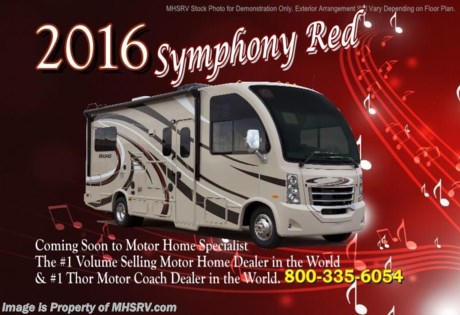 /TX 10-15-15 &lt;a href=&quot;http://www.mhsrv.com/thor-motor-coach/&quot;&gt;&lt;img src=&quot;http://www.mhsrv.com/images/sold-thor.jpg&quot; width=&quot;383&quot; height=&quot;141&quot; border=&quot;0&quot;/&gt;&lt;/a&gt;
*Family Owned &amp; Operated and the #1 Volume Selling Motor Home Dealer in the World as well as the #1 Thor Motor Coach Dealer in the World.  &lt;iframe width=&quot;400&quot; height=&quot;300&quot; src=&quot;https://www.youtube.com/embed/l1UfqXd9S_4&quot; frameborder=&quot;0&quot; allowfullscreen&gt;&lt;/iframe&gt; Thor Motor Coach has done it again with the world&#39;s first RUV! (Recreational Utility Vehicle) Check out the all new 2016 Thor Motor Coach Vegas RUV Model 25.2 with Slide-Out Room! MSRP $100,331. The Vegas combines Style, Function, Affordability &amp; Innovation like no other RV available in the industry today! It is powered by a Ford Triton V-10 engine and built on the Ford E-450 Super Duty chassis providing a lower center of gravity and ease of drivability normally found only in a class C RV, but now available in this mini class A motorhome measuring approximately 26 ft. 6 inches. Taking superior drivability even one step further, the Vegas will also feature something normally only found in a high-end luxury diesel pusher motor coach... an Independent Front Suspension system! With a style all its own the Vegas will provide superior handling and fuel economy and appeal to couples &amp; family RVers as well. You will also find another full size power drop down bunk above the cockpit, a large L-shaped sofa/sleeper, rear slide, flip-up countertop, spacious living room and even pass-through exterior storage. Optional equipment includes the HD-Max colored sidewalls and graphics, bedroom TV, exterior TV, (2) attic fans, an upgraded 15.0 BTU A/C, heated holding tanks and a second auxiliary battery. You will also be pleased to find a host of feature appointments that include tinted and frameless windows, a power patio awning with LED lights, convection microwave (N/A with oven option), 3 burner cooktop with oven, living room TV, LED ceiling lights, Onan 4000 generator, gas/electric water heater, power and heated mirrors with integrated side-view cameras, back-up camera, 8,000lb. trailer hitch, cabinet doors with designer door fronts and a spacious cockpit design with unparalleled visibility as well as a fold out map/laptop table and an additional cab table that can easily be stored when traveling.  For additional coach information, brochures, window sticker, videos, photos, Vegas reviews, testimonials as well as additional information about Motor Home Specialist and our manufacturers&#39; please visit us at MHSRV .com or call 800-335-6054. At Motor Home Specialist we DO NOT charge any prep or orientation fees like you will find at other dealerships. All sale prices include a 200 point inspection, interior and exterior wash &amp; detail of vehicle, a thorough coach orientation with an MHS technician, an RV Starter&#39;s kit, a night stay in our delivery park featuring landscaped and covered pads with full hook-ups and much more. Free airport shuttle available with purchase for out-of-town buyers. WHY PAY MORE?... WHY SETTLE FOR LESS? 