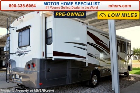 /SOLD 9/28/15 FL
Used Forest River RV for Sale- 2012 Forest River Georgetown 327DS with 2 slides and only 9,147 miles. This RV is approximately 33 feet 6 inches in length with a Ford V10 engine, Ford chassis, power privacy shades, power mirrors with heat, 5.5KW Onan generator with 45 hours, patio and window awnings, slide-out room toppers, 50 amp service, pass-thru storage with side swing baggage doors, wheel simulators, water filtration system, 5K lb. hitch, automatic leveling system, 3 camera monitoring system, booth converts to sleeper, euro-recliner with foot rests, night shades, convection microwave, 3 burner range with oven, solid surface counters, refrigerator, all in 1 bath, glass door shower, memory foam mattress, 2 ducted A/Cs, 2 LCD TVs and much more. For additional information and photos please visit Motor Home Specialist at www.MHSRV .com or call 800-335-6054.