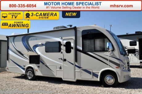 /NM 4-11-16 &lt;a href=&quot;http://www.mhsrv.com/thor-motor-coach/&quot;&gt;&lt;img src=&quot;http://www.mhsrv.com/images/sold-thor.jpg&quot; width=&quot;383&quot; height=&quot;141&quot; border=&quot;0&quot;/&gt;&lt;/a&gt;
Family Owned &amp; Operated and the #1 Volume Selling Motor Home Dealer in the World as well as the #1 Thor Motor Coach Dealer in the World.  &lt;iframe width=&quot;400&quot; height=&quot;300&quot; src=&quot;https://www.youtube.com/embed/M6f0nvJ2zi0&quot; frameborder=&quot;0&quot; allowfullscreen&gt;&lt;/iframe&gt; Thor Motor Coach has done it again with the world&#39;s first RUV! (Recreational Utility Vehicle) Check out the all new 2016 Thor Motor Coach Axis RUV Model 25.3 with Slide-Out Room! MSRP $100,256. The Axis combines Style, Function, Affordability &amp; Innovation like no other RV available in the industry today! It is powered by a Ford Triton V-10 engine and built on the Ford E-450 Super Duty chassis providing a lower center of gravity and ease of drivability normally found only in a class C RV, but now available in this mini class A motorhome measuring approximately 26 ft. 6 inches. Taking superior drivability even one step further, the Axis will also feature something normally only found in a high-end luxury diesel pusher motor coach... an Independent Front Suspension system! With a style all its own the Axis will provide superior handling and fuel economy and appeal to couples &amp; family RVers as well. You will also find another full size power drop down bunk above the cockpit, Dream Dinette, slide, flip-up countertop, spacious living room and even pass-through exterior storage. Optional equipment includes the HD-Max colored sidewalls and graphics, 3 burner range with oven, bedroom TV, exterior TV, (2) attic fans, an upgraded 15.0 BTU A/C, heated holding tanks and a second auxiliary battery. You will also be pleased to find a host of feature appointments that include tinted and frameless windows, a power patio awning with LED lights, convection microwave (N/A with oven option), 3 burner cooktop, living room TV, LED ceiling lights, Onan 4000 generator, gas/electric water heater, power and heated mirrors with integrated side-view cameras, back-up camera, 8,000lb. trailer hitch, cabinet doors with designer door fronts and a spacious cockpit design with unparalleled visibility as well as a fold out map/laptop table and an additional cab table that can easily be stored when traveling.  For additional coach information, brochures, window sticker, videos, photos, Axis reviews, testimonials as well as additional information about Motor Home Specialist and our manufacturers&#39; please visit us at MHSRV .com or call 800-335-6054. At Motor Home Specialist we DO NOT charge any prep or orientation fees like you will find at other dealerships. All sale prices include a 200 point inspection, interior and exterior wash &amp; detail of vehicle, a thorough coach orientation with an MHS technician, an RV Starter&#39;s kit, a night stay in our delivery park featuring landscaped and covered pads with full hook-ups and much more. Free airport shuttle available with purchase for out-of-town buyers. WHY PAY MORE?... WHY SETTLE FOR LESS? 