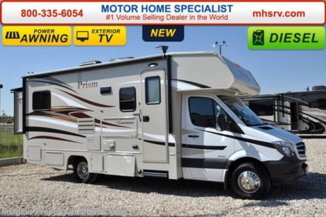 /TX 12/31/15 &lt;a href=&quot;http://www.mhsrv.com/coachmen-rv/&quot;&gt;&lt;img src=&quot;http://www.mhsrv.com/images/sold-coachmen.jpg&quot; width=&quot;383&quot; height=&quot;141&quot; border=&quot;0&quot;/&gt;&lt;/a&gt;
Family Owned &amp; Operated and the #1 Volume Selling Motor Home Dealer in the World as well as the #1 Coachmen Dealer in the World. MSRP $113,408. New 2016 Coachmen Prism Diesel. Model 2250LE with 2 slide out rooms. Optional equipment includes the Prism Lead Dog Package which features a back up monitor &amp; camera, power awning, interior LED &amp; exterior lighting, pop-up power tower, stainless steel wheel liners, 3.5K lb. hitch, rear ladder, spare tire, swivel pilot &amp; passenger seats, roller shades, roller bearing drawer glides and an oven. Additional options include the bedroom TV with DVD player, exterior entertainment center, LCD TV with DVD player, convection microwave, Onan diesel generator, upgraded foldable mattress, power vent, heated tank pads, dual coach batteries and an exterior privacy windshield cover. The Prism&#39;s impressive list of standards include a 3.0L V-6 turbo diesel engine, power entrance step, Azdel superlite composite substrate, hardwood cabinets, 3 burner cook top, exterior shower and much more. For additional coach information, brochure, window sticker, videos, photos, Coachmen customer reviews &amp; testimonials please visit Motor Home Specialist at MHSRV .com or call 800-335-6054. At MHS we DO NOT charge any prep or orientation fees like you will find at other dealerships. All sale prices include a 200 point inspection, interior &amp; exterior wash &amp; detail of vehicle, a thorough coach orientation with an MHS technician, an RV Starter&#39;s kit, a nights stay in our delivery park featuring landscaped and covered pads with full hook-ups and much more. WHY PAY MORE?... WHY SETTLE FOR LESS? &lt;object width=&quot;400&quot; height=&quot;300&quot;&gt;&lt;param name=&quot;movie&quot; value=&quot;http://www.youtube.com/v/fBpsq4hH-Ws?version=3&amp;amp;hl=en_US&quot;&gt;&lt;/param&gt;&lt;param name=&quot;allowFullScreen&quot; value=&quot;true&quot;&gt;&lt;/param&gt;&lt;param name=&quot;allowscriptaccess&quot; value=&quot;always&quot;&gt;&lt;/param&gt;&lt;embed src=&quot;http://www.youtube.com/v/fBpsq4hH-Ws?version=3&amp;amp;hl=en_US&quot; type=&quot;application/x-shockwave-flash&quot; width=&quot;400&quot; height=&quot;300&quot; allowscriptaccess=&quot;always&quot; allowfullscreen=&quot;true&quot;&gt;&lt;/embed&gt;&lt;/object&gt; 