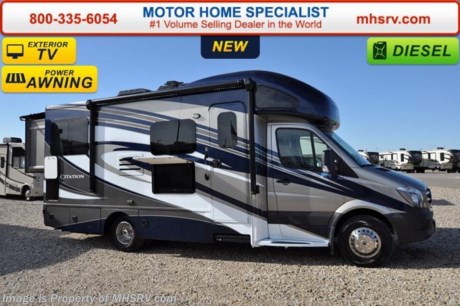 /TX 02/15/16 &lt;a href=&quot;http://www.mhsrv.com/thor-motor-coach/&quot;&gt;&lt;img src=&quot;http://www.mhsrv.com/images/sold-thor.jpg&quot; width=&quot;383&quot; height=&quot;141&quot; border=&quot;0&quot;/&gt;&lt;/a&gt;
&lt;iframe width=&quot;400&quot; height=&quot;300&quot; src=&quot;https://www.youtube.com/embed/scMBAkyf1JU&quot; frameborder=&quot;0&quot; allowfullscreen&gt;&lt;/iframe&gt; The Largest 911 Emergency Inventory Reduction Sale in MHSRV History is Going on NOW! Over 1000 RVs to Choose From at 1 Location!! Offer Ends Feb. 29th, 2016. Sale Price available at MHSRV.com or call 800-335-6054. You&#39;ll be glad you did! ***   *Family Owned &amp; Operated and the #1 Volume Selling Motor Home Dealer in the World as well as the #1 Thor Motor Coach Dealer in the World. MSRP $132,520. New 2016 Thor Motor Coach Chateau Citation Sprinter Diesel. Model 24SR. This RV measures approximately 24ft. 10in. in length &amp; features 2 slide-out rooms and LED TV on a slide. Optional equipment includes the beautiful full body paint, bedroom TV, exterior entertainment center, 13.5 low profile A/C with heat pump, diesel generator, holding tanks with heat pads and second auxiliary battery. The all new 2016 Chateau Citation Sprinter also features a turbo diesel engine, AM/FM/CD, power windows &amp; locks, keyless entry, power vent, back up camera, solid surface kitchen counter, 3-point seat belts, driver &amp; passenger airbags, heated remote side mirrors, fiberglass running boards, spare tire, hitch, back-up monitor, roof ladder, outside shower, slide-out awning, electric step &amp; much more. For additional coach information, brochures, window sticker, videos, photos, Citation reviews, testimonials as well as additional information about Motor Home Specialist and our manufacturers&#39; please visit us at MHSRV .com or call 800-335-6054. At Motor Home Specialist we DO NOT charge any prep or orientation fees like you will find at other dealerships. All sale prices include a 200 point inspection, interior and exterior wash &amp; detail of vehicle, a thorough coach orientation with an MHS technician, an RV Starter&#39;s kit, a night stay in our delivery park featuring landscaped and covered pads with full hook-ups and much more. Free airport shuttle available with purchase for out-of-town buyers. WHY PAY MORE?... WHY SETTLE FOR LESS? 