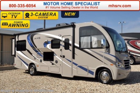 /AK 5-18-16 &lt;a href=&quot;http://www.mhsrv.com/thor-motor-coach/&quot;&gt;&lt;img src=&quot;http://www.mhsrv.com/images/sold-thor.jpg&quot; width=&quot;383&quot; height=&quot;141&quot; border=&quot;0&quot;/&gt;&lt;/a&gt;
*Family Owned &amp; Operated and the #1 Volume Selling Motor Home Dealer in the World as well as the #1 Thor Motor Coach Dealer in the World.  &lt;iframe width=&quot;400&quot; height=&quot;300&quot; src=&quot;https://www.youtube.com/embed/M6f0nvJ2zi0&quot; frameborder=&quot;0&quot; allowfullscreen&gt;&lt;/iframe&gt; Thor Motor Coach has done it again with the world&#39;s first RUV! (Recreational Utility Vehicle) Check out the all new 2016 Thor Motor Coach Axis RUV Model 25.2 with Slide-Out Room! MSRP $105,169. The Axis combines Style, Function, Affordability &amp; Innovation like no other RV available in the industry today! It is powered by a Ford Triton V-10 engine and built on the Ford E-450 Super Duty chassis providing a lower center of gravity and ease of drivability normally found only in a class C RV, but now available in this mini class A motorhome measuring approximately 26 ft. 6 inches. Taking superior drivability even one step further, the Axis will also feature something normally only found in a high-end luxury diesel pusher motor coach... an Independent Front Suspension system! With a style all its own the Axis will provide superior handling and fuel economy and appeal to couples &amp; family RVers as well. You will also find another full size power drop down bunk above the cockpit, a large L-shaped sofa/sleeper, rear slide, flip-up countertop, spacious living room and even pass-through exterior storage. Optional equipment includes the HD-Max colored sidewalls and graphics, 3 burner range with oven, bedroom TV, exterior TV, (2) attic fans, an upgraded 15.0 BTU A/C, heated holding tanks and a second auxiliary battery. You will also be pleased to find a host of feature appointments that include tinted and frameless windows, a power patio awning with LED lights, convection microwave (N/A with oven option), 3 burner cooktop, living room TV, LED ceiling lights, Onan 4000 generator, gas/electric water heater, power and heated mirrors with integrated side-view cameras, back-up camera, 8,000lb. trailer hitch, cabinet doors with designer door fronts and a spacious cockpit design with unparalleled visibility as well as a fold out map/laptop table and an additional cab table that can easily be stored when traveling.  For additional coach information, brochures, window sticker, videos, photos, Axis reviews, testimonials as well as additional information about Motor Home Specialist and our manufacturers&#39; please visit us at MHSRV .com or call 800-335-6054. At Motor Home Specialist we DO NOT charge any prep or orientation fees like you will find at other dealerships. All sale prices include a 200 point inspection, interior and exterior wash &amp; detail of vehicle, a thorough coach orientation with an MHS technician, an RV Starter&#39;s kit, a night stay in our delivery park featuring landscaped and covered pads with full hook-ups and much more. Free airport shuttle available with purchase for out-of-town buyers. WHY PAY MORE?... WHY SETTLE FOR LESS? 