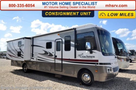 /WI 10-15-15 &lt;a href=&quot;http://www.mhsrv.com/coachmen-rv/&quot;&gt;&lt;img src=&quot;http://www.mhsrv.com/images/sold-coachmen.jpg&quot; width=&quot;383&quot; height=&quot;141&quot; border=&quot;0&quot;/&gt;&lt;/a&gt;
Used Coachmen RV for Sale- 2012 Coachmen Mirada 34BH with 2 slides and only 4,849 miles. This RV is approximately 34 feet in length with a Ford V10 engine, Ford engine, 6.5KW generator with 87 hours, power patio awning, slide-out room toppers, water heater, 50 amp service, pass-thru storage, black tank rinsing system, exterior shower, roof ladder, automatic leveling system, 3 camera monitoring system, sofa with sleeper, booth converts to sleeper, euro-recliner, night shades, microwave, 3 burner range with oven, solid surface counter, all in 1 bath, glass door shower, bunk beds, 2 ducted A/Cs, 2 LCD TVs and much more. For additional information and photos please visit Motor Home Specialist at www.MHSRV .com or call 800-335-6054.