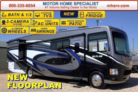 /FL 11-5-15 &lt;a href=&quot;http://www.mhsrv.com/thor-motor-coach/&quot;&gt;&lt;img src=&quot;http://www.mhsrv.com/images/sold-thor.jpg&quot; width=&quot;383&quot; height=&quot;141&quot; border=&quot;0&quot;/&gt;&lt;/a&gt;
*&lt;object width=&quot;400&quot; height=&quot;300&quot;&gt;&lt;param name=&quot;movie&quot; value=&quot;http://www.youtube.com/v/fBpsq4hH-Ws?version=3&amp;amp;hl=en_US&quot;&gt;&lt;/param&gt;&lt;param name=&quot;allowFullScreen&quot; value=&quot;true&quot;&gt;&lt;/param&gt;&lt;param name=&quot;allowscriptaccess&quot; value=&quot;always&quot;&gt;&lt;/param&gt;&lt;embed src=&quot;http://www.youtube.com/v/fBpsq4hH-Ws?version=3&amp;amp;hl=en_US&quot; type=&quot;application/x-shockwave-flash&quot; width=&quot;400&quot; height=&quot;300&quot; allowscriptaccess=&quot;always&quot; allowfullscreen=&quot;true&quot;&gt;&lt;/embed&gt;&lt;/object&gt; 
MSRP $196,043. The all new 2016 Bath &amp; 1/2 Outlaw 38RF includes vaulted living room and galley ceilings that provide an approximate 8&#39; shower height to it&#39;s almost 9&#39; Cathedral style bedroom ceiling with drop down ceiling fan! The master bedroom is further highlighted by an elevated window with power shade at the foot of the king size bed creating the only &quot;Starlight&quot; window in the industry. The ceilings, however, are just a small part of what makes the Outlaw Residence Edition such an amazing motor home. You can walk through the master bedroom and rear half bath out onto the above ground patio deck. The patio is also head and shoulders above the norm featuring a massive 50&quot; LED TV, Bluetooth&#174; sound bar, sink, gas grill, exterior refrigerator, rear patio awning and even a set of rear steps for access to and from the patio without having to walk through the motor home! All of the exterior kitchen and entertainment amenities are easily secured by the 38RF&#39;s roll down metal storage door with lock. Options include the beautiful full body paint and dual pane windows. The 38RFE also features an electric side &amp; rear patio awnings and second exterior LED TV. But the unique and residential features don&#39;t stop there. You will also find the reclining theater seating, a power drop-down cabover bunk, a side-by-side residential refrigerator, a huge pantry, pre-plumbing for either a stack or combo washer/dryer and a large retractable 50&quot; LED living room TV. The 38RF rides on the industry leading Ford 26,000lb chassis w/8,000lb. hitch, has beautiful high polished aluminum wheels, full body exterior paint and an unbelievable 158 cu. ft. of exterior storage and 150 gallons of fresh water tank capacity for extended tail-gating and dry-camping capabilities! You will also find, not only, two roof A/C units, but a third wall mount A/C unit in bedroom, swivel front seats with extra table, frameless windows, 3-camera monitoring system, LED ceiling lighting, solid surface kitchen counter &amp; table, Denver Mattress&#174;, LED TV in master bedroom, HDMI video distribution, power charging center, an 1800 watt inverter, Rapid Camp™ wireless coach control system and much more! For additional Outlaw information, brochures, window sticker, videos, photos, reviews, testimonials as well as additional information about Motor Home Specialist and our manufacturers&#39; please visit us at MHSRV .com or call 800-335-6054. At Motor Home Specialist we DO NOT charge any prep or orientation fees like you will find at other dealerships. All sale prices include a 200 point inspection, interior and exterior wash &amp; detail of vehicle, a thorough coach orientation with an MHS technician, an RV Starter&#39;s kit, a night stay in our delivery park featuring landscaped and covered pads with full hookups and much more. Free airport shuttle available with purchase for out-of-town buyers. WHY PAY MORE?... WHY SETTLE FOR LESS?  