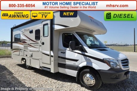 /TX 5-9-16 &lt;a href=&quot;http://www.mhsrv.com/coachmen-rv/&quot;&gt;&lt;img src=&quot;http://www.mhsrv.com/images/sold-coachmen.jpg&quot; width=&quot;383&quot; height=&quot;141&quot; border=&quot;0&quot;/&gt;&lt;/a&gt;
Family Owned &amp; Operated and the #1 Volume Selling Motor Home Dealer in the World as well as the #1 Coachmen Dealer in the World. MSRP $104,072. New 2016 Coachmen Prism Diesel. Model 2150LE. This RV measures approximately 25 ft. in length with a slide-out room.  Optional equipment includes the Prism Lead Dog package featuring high gloss fiberglass sidewalls, back up camera &amp; monitor, power awning, sLED interior and exterior lights, pop-up power tower, stainless steel wheel liners, 3.5K lb. hitch &amp; wire, slide out awnings, spare tire, swivel pilot &amp; passenger seats, roller bearing drawer glides, oven, child safety net &amp; ladder as well as MCD shades. Additional features include the a u-shaped dinette, LCD TV W/DVD player, exterior entertainment center, exterior privacy windshield cover and dual coach batteries. The Prism&#39;s impressive list of standards include a 3.0L V-6 turbo diesel engine, power entrance step, Azdel superlite composite substrate, hardwood cabinets, 3 burner cook top, exterior shower and much more. For additional coach information, brochure, window sticker, videos, photos, Coachmen customer reviews &amp; testimonials please visit Motor Home Specialist at MHSRV .com or call 800-335-6054. At MHS we DO NOT charge any prep or orientation fees like you will find at other dealerships. All sale prices include a 200 point inspection, interior &amp; exterior wash &amp; detail of vehicle, a thorough coach orientation with an MHS technician, an RV Starter&#39;s kit, a nights stay in our delivery park featuring landscaped and covered pads with full hook-ups and much more. WHY PAY MORE?... WHY SETTLE FOR LESS? &lt;object width=&quot;400&quot; height=&quot;300&quot;&gt;&lt;param name=&quot;movie&quot; value=&quot;http://www.youtube.com/v/fBpsq4hH-Ws?version=3&amp;amp;hl=en_US&quot;&gt;&lt;/param&gt;&lt;param name=&quot;allowFullScreen&quot; value=&quot;true&quot;&gt;&lt;/param&gt;&lt;param name=&quot;allowscriptaccess&quot; value=&quot;always&quot;&gt;&lt;/param&gt;&lt;embed src=&quot;http://www.youtube.com/v/fBpsq4hH-Ws?version=3&amp;amp;hl=en_US&quot; type=&quot;application/x-shockwave-flash&quot; width=&quot;400&quot; height=&quot;300&quot; allowscriptaccess=&quot;always&quot; allowfullscreen=&quot;true&quot;&gt;&lt;/embed&gt;&lt;/object&gt; 