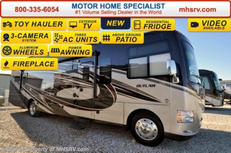 /AZ 3-1-16 &lt;a href=&quot;http://www.mhsrv.com/thor-motor-coach/&quot;&gt;&lt;img src=&quot;http://www.mhsrv.com/images/sold-thor.jpg&quot; width=&quot;383&quot; height=&quot;141&quot; border=&quot;0&quot;/&gt;&lt;/a&gt;
*Family Owned &amp; Operated and the #1 Volume Selling Motor Home Dealer in the World as well as the #1 Thor Motor Coach Dealer in the World. &lt;object width=&quot;400&quot; height=&quot;300&quot;&gt;&lt;param name=&quot;movie&quot; value=&quot;http://www.youtube.com/v/fBpsq4hH-Ws?version=3&amp;amp;hl=en_US&quot;&gt;&lt;/param&gt;&lt;param name=&quot;allowFullScreen&quot; value=&quot;true&quot;&gt;&lt;/param&gt;&lt;param name=&quot;allowscriptaccess&quot; value=&quot;always&quot;&gt;&lt;/param&gt;&lt;embed src=&quot;http://www.youtube.com/v/fBpsq4hH-Ws?version=3&amp;amp;hl=en_US&quot; type=&quot;application/x-shockwave-flash&quot; width=&quot;400&quot; height=&quot;300&quot; allowscriptaccess=&quot;always&quot; allowfullscreen=&quot;true&quot;&gt;&lt;/embed&gt;&lt;/object&gt;
MSRP $183,512. New 2016 Thor Motor Coach Outlaw Toy Hauler. Model 37LS with slide-out room, Ford 26-Series chassis with Triton V-10 engine, frameless windows, high polished aluminum wheels, residential refrigerator, electric rear patio awning, roller shades on the driver &amp; passenger windows, as well as drop down ramp door with spring assist &amp; railing for patio use. This unit measures approximately 38 feet 6 inches in length. Options include the beautiful full body exterior, 2 opposing leatherette sofas with sleepers in the garage, electric fireplace with remote, bug screen curtain in the garage and frameless dual pane windows. The Outlaw toy hauler RV has an incredible list of standard features for 2016 including beautiful wood &amp; interior decor packages, (3) LCD TVs including an exterior entertainment center, large living room LCD TV on slide-out and LCD TV in garage. You will also find a premium sound system, (3) A/C units, Bluetooth enable coach radio system with exterior speakers, power patio awing with integrated LED lighting, dual side entrance doors, 1-piece windshield, a 5500 Onan generator, 3 camera monitoring system, automatic leveling system, Soft Touch leather furniture, leatherette sofa with sleeper, day/night shades and much more. For additional coach information, brochures, window sticker, videos, photos, Outlaw reviews, testimonials as well as additional information about Motor Home Specialist and our manufacturers&#39; please visit us at MHSRV .com or call 800-335-6054. At Motor Home Specialist we DO NOT charge any prep or orientation fees like you will find at other dealerships. All sale prices include a 200 point inspection, interior and exterior wash &amp; detail of vehicle, a thorough coach orientation with an MHS technician, an RV Starter&#39;s kit, a night stay in our delivery park featuring landscaped and covered pads with full hookups and much more. Free airport shuttle available with purchase for out-of-town buyers. WHY PAY MORE?... WHY SETTLE FOR LESS?  &lt;object width=&quot;400&quot; height=&quot;300&quot;&gt;&lt;param name=&quot;movie&quot; value=&quot;//www.youtube.com/v/VZXdH99Xe00?hl=en_US&amp;amp;version=3&quot;&gt;&lt;/param&gt;&lt;param name=&quot;allowFullScreen&quot; value=&quot;true&quot;&gt;&lt;/param&gt;&lt;param name=&quot;allowscriptaccess&quot; value=&quot;always&quot;&gt;&lt;/param&gt;&lt;embed src=&quot;//www.youtube.com/v/VZXdH99Xe00?hl=en_US&amp;amp;version=3&quot; type=&quot;application/x-shockwave-flash&quot; width=&quot;400&quot; height=&quot;300&quot; allowscriptaccess=&quot;always&quot; allowfullscreen=&quot;true&quot;&gt;&lt;/embed&gt;&lt;/object&gt;