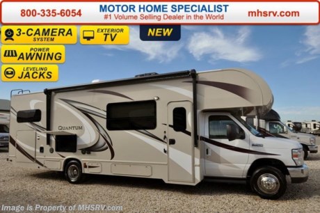/TX 6/28/16 &lt;a href=&quot;http://www.mhsrv.com/thor-motor-coach/&quot;&gt;&lt;img src=&quot;http://www.mhsrv.com/images/sold-thor.jpg&quot; width=&quot;383&quot; height=&quot;141&quot; border=&quot;0&quot; /&gt;&lt;/a&gt;   #1 Volume Selling Motor Home Dealer &amp; Thor Motor Coach Dealer in the World. &lt;iframe width=&quot;400&quot; height=&quot;300&quot; src=&quot;https://www.youtube.com/embed/VZXdH99Xe00&quot; frameborder=&quot;0&quot; allowfullscreen&gt;&lt;/iframe&gt; MSRP $118,640. New 2016 Thor Motor Coach Quantum Class C RV Model PD31 with Ford E-450 chassis, Ford Triton V-10 engine &amp; 8,000 lb. trailer hitch. This unit measures approximately 31 feet 3 inches in length with a driver&#39;s side full wall slide, beautiful hardwood cabinets, automatic leveling jacks and a cabover bunk with power skylight/roof vent (N/A with cabover entertainment center). Options include the Diamond &amp; Platinum packages which feature HD-Max exterior, exterior shower, backup monitor, wheel liners, black frameless windows, roller shades, larger residential refrigerator, 30&quot; microwave oven, solid surface countertop, inverter and the Rapid Camp System with remote. Additional options include an exterior entertainment center, leatherette sofa, child safety tether, (2) 12V attic fans, 15.0 BTU A/C upgrade, heated remote exterior mirrors with side view cameras, power driver&#39;s seat, leatherette driver &amp; passenger chairs, cockpit carpet mat and dash applique. The Quantum Class C RV has an incredible list of standard features for 2016 as well including heated tanks, power windows and locks, power patio awning with integrated LED lighting, roof ladder, in-dash media center w/DVD/CD/AM/FM &amp; Bluetooth, deluxe exterior mirrors, oven, power vent in bath, skylight above shower, 4,000 Onan generator, auto transfer switch, cab A/C, battery disconnect switch, auxiliary battery and a gas/electric water heater. Rapid Camp allows you to operate your slide-out room, generator, power awning, selective lighting and more all from a touchscreen remote control. For additional information, brochures, and videos please visit Motor Home Specialist at  MHSRV .com or Call 800-335-6054. At Motor Home Specialist we DO NOT charge any prep or orientation fees like you will find at other dealerships. All sale prices include a 200 point inspection, interior and exterior wash &amp; detail of vehicle, a thorough coach orientation with an MHS technician, an RV Starter&#39;s kit, a night stay in our delivery park featuring landscaped and covered pads with full hook-ups and much more. Free airport shuttle available with purchase for out-of-town buyers. Read From THOUSANDS of Testimonials at MHSRV .com and See What They Had to Say About Their Experience at Motor Home Specialist. WHY PAY MORE?...... WHY SETTLE FOR LESS? 