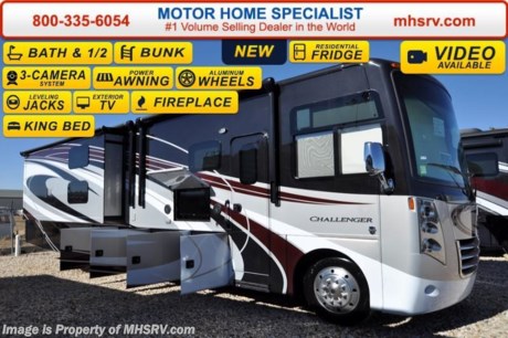 /TX 3-1-16 &lt;a href=&quot;http://www.mhsrv.com/thor-motor-coach/&quot;&gt;&lt;img src=&quot;http://www.mhsrv.com/images/sold-thor.jpg&quot; width=&quot;383&quot; height=&quot;141&quot; border=&quot;0&quot;/&gt;&lt;/a&gt;
*#1 Volume Selling Motor Home Dealer &amp; Thor Motor Coach Dealer in the World.  
&lt;object width=&quot;400&quot; height=&quot;300&quot;&gt;&lt;param name=&quot;movie&quot; value=&quot;//www.youtube.com/v/bN591K_alkM?hl=en_US&amp;amp;version=3&quot;&gt;&lt;/param&gt;&lt;param name=&quot;allowFullScreen&quot; value=&quot;true&quot;&gt;&lt;/param&gt;&lt;param name=&quot;allowscriptaccess&quot; value=&quot;always&quot;&gt;&lt;/param&gt;&lt;embed src=&quot;//www.youtube.com/v/bN591K_alkM?hl=en_US&amp;amp;version=3&quot; type=&quot;application/x-shockwave-flash&quot; width=&quot;400&quot; height=&quot;300&quot; allowscriptaccess=&quot;always&quot; allowfullscreen=&quot;true&quot;&gt;&lt;/embed&gt;&lt;/object&gt;  MSRP $185,806. This luxury bunk model RV measures approximately 38 feet 1 inch in length and features (3) slide-out rooms, Dream Dinette, fireplace, a 40&quot; LCD TV with sound bar, frameless windows, Flex-steel driver and passenger&#39;s chairs, detachable shore cord, 100 gallon fresh water tank, exterior speakers, LED lighting, beautiful decor, residential refrigerator, 1800 Watt inverter and bedroom TV. Optional equipment includes the beautiful full body paint exterior, frameless dual pane windows and a 3-burner range with oven. The all new 2016 Thor Motor Coach Challenger also features one of the most impressive lists of standard equipment in the RV industry including a Ford Triton V-10 engine, 22-Series ford chassis with aluminum wheels, fully automatic hydraulic leveling system, electric overhead Hide-Away Bunk, electric patio awning with LED lighting, side hinged baggage doors, exterior entertainment package, iPod docking station, DVD, LCD TVs, day/night shades, solid surface kitchen counter, dual roof A/C units, 5500 Onan generator, gas/electric water heater, heated and enclosed holding tanks and the RAPID CAMP remote system. Rapid Camp allows you to operate your slide-out room, generator, leveling jacks when applicable, power awning, selective lighting and more all from a touchscreen remote control. A few new features for 2016 include your choice of two beautiful high gloss glazed wood packages, 22 cf. residential refrigerator, roller shades in the cab area, 32 inch TVs in the bedroom, new solid surface kitchen counter and much more. For additional information, brochures, and videos please visit Motor Home Specialist at MHSRV .com or Call 800-335-6054. At Motor Home Specialist we DO NOT charge any prep or orientation fees like you will find at other dealerships. All sale prices include a 200 point inspection, interior and exterior wash &amp; detail of vehicle, a thorough coach orientation with an MHSRV technician, an RV Starter&#39;s kit, a night stay in our delivery park featuring landscaped and covered pads with full hook-ups and much more. Free airport shuttle available with purchase for out-of-town buyers. Read From THOUSANDS of Testimonials at MHSRV .com and See What They Had to Say About Their Experience at Motor Home Specialist. WHY PAY MORE?...... WHY SETTLE FOR LESS?  &lt;object width=&quot;400&quot; height=&quot;300&quot;&gt;&lt;param name=&quot;movie&quot; value=&quot;//www.youtube.com/v/VZXdH99Xe00?hl=en_US&amp;amp;version=3&quot;&gt;&lt;/param&gt;&lt;param name=&quot;allowFullScreen&quot; value=&quot;true&quot;&gt;&lt;/param&gt;&lt;param name=&quot;allowscriptaccess&quot; value=&quot;always&quot;&gt;&lt;/param&gt;&lt;embed src=&quot;//www.youtube.com/v/VZXdH99Xe00?hl=en_US&amp;amp;version=3&quot; type=&quot;application/x-shockwave-flash&quot; width=&quot;400&quot; height=&quot;300&quot; allowscriptaccess=&quot;always&quot; allowfullscreen=&quot;true&quot;&gt;&lt;/embed&gt;&lt;/object&gt;
