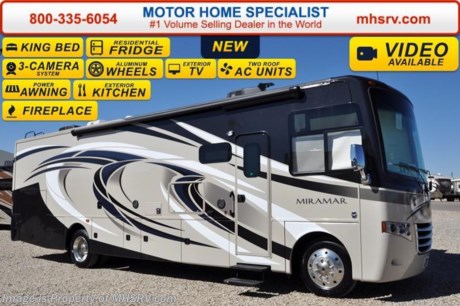 /TX 3/21/16 &lt;a href=&quot;http://www.mhsrv.com/thor-motor-coach/&quot;&gt;&lt;img src=&quot;http://www.mhsrv.com/images/sold-thor.jpg&quot; width=&quot;383&quot; height=&quot;141&quot; border=&quot;0&quot;/&gt;&lt;/a&gt;
Family Owned &amp; Operated and the #1 Volume Selling Motor Home Dealer in the World as well as the #1 Thor Motor Coach Dealer in the World.  
&lt;object width=&quot;400&quot; height=&quot;300&quot;&gt;&lt;param name=&quot;movie&quot; value=&quot;http://www.youtube.com/v/fBpsq4hH-Ws?version=3&amp;amp;hl=en_US&quot;&gt;&lt;/param&gt;&lt;param name=&quot;allowFullScreen&quot; value=&quot;true&quot;&gt;&lt;/param&gt;&lt;param name=&quot;allowscriptaccess&quot; value=&quot;always&quot;&gt;&lt;/param&gt;&lt;embed src=&quot;http://www.youtube.com/v/fBpsq4hH-Ws?version=3&amp;amp;hl=en_US&quot; type=&quot;application/x-shockwave-flash&quot; width=&quot;400&quot; height=&quot;300&quot; allowscriptaccess=&quot;always&quot; allowfullscreen=&quot;true&quot;&gt;&lt;/embed&gt;&lt;/object&gt; 
MSRP $153,536. The New 2016 Thor Motor Coach Miramar 34.2 Model. This luxury class A gas motor home measures approximately 35 feet 10 inches in length and features a driver&#39;s side full wall slide and a king size bed. Options include the beautiful Spiced Delight HD-Max exterior and electric fireplace. The 2016 Thor Motor Coach Miramar also features one of the most impressive lists of standard equipment in the RV industry including a Ford Triton V-10 engine, 5-speed automatic transmission, Ford 22 Series chassis with 22.5 Michelin tires and high polished aluminum wheels, automatic leveling system with touch pad controls, power patio awning with LED lights, frameless windows, slide-out room awning toppers, heated/remote exterior mirrors with integrated side view cameras, side hinged baggage doors, halogen headlamps with LED accent lights, heated and enclosed holding tanks, residential refrigerator, LCD TVs, DVD, 5500 Onan generator, gas/electric water heater and the RAPID CAMP remote system. Rapid Camp allows you to operate your slide-out room, generator, leveling jacks when applicable, power awning, selective lighting and more all from a touchscreen remote control. For additional coach information, brochures, window sticker, videos, photos, Miramar reviews, testimonials as well as additional information about Motor Home Specialist and our manufacturers&#39; please visit us at MHSRV .com or call 800-335-6054. At Motor Home Specialist we DO NOT charge any prep or orientation fees like you will find at other dealerships. All sale prices include a 200 point inspection, interior and exterior wash &amp; detail of vehicle, a thorough coach orientation with an MHS technician, an RV Starter&#39;s kit, a night stay in our delivery park featuring landscaped and covered pads with full hook-ups and much more. Free airport shuttle available with purchase for out-of-town buyers. WHY PAY MORE?... WHY SETTLE FOR LESS? 
&lt;object width=&quot;400&quot; height=&quot;300&quot;&gt;&lt;param name=&quot;movie&quot; value=&quot;//www.youtube.com/v/wsGkgVdi1T8?version=3&amp;amp;hl=en_US&quot;&gt;&lt;/param&gt;&lt;param name=&quot;allowFullScreen&quot; value=&quot;true&quot;&gt;&lt;/param&gt;&lt;param name=&quot;allowscriptaccess&quot; value=&quot;always&quot;&gt;&lt;/param&gt;&lt;embed src=&quot;//www.youtube.com/v/wsGkgVdi1T8?version=3&amp;amp;hl=en_US&quot; type=&quot;application/x-shockwave-flash&quot; width=&quot;400&quot; height=&quot;300&quot; allowscriptaccess=&quot;always&quot; allowfullscreen=&quot;true&quot;&gt;&lt;/embed&gt;&lt;/object&gt;