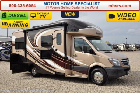 /OK 3-1-16 &lt;a href=&quot;http://www.mhsrv.com/thor-motor-coach/&quot;&gt;&lt;img src=&quot;http://www.mhsrv.com/images/sold-thor.jpg&quot; width=&quot;383&quot; height=&quot;141&quot; border=&quot;0&quot;/&gt;&lt;/a&gt;
Family Owned &amp; Operated and the #1 Volume Selling Motor Home Dealer in the World as well as the #1 Thor Motor Coach Dealer in the World. MSRP $131,358. New 2016 Thor Motor Coach Four Winds Siesta Sprinter Diesel. Model 24ST. This RV measures approximately 25ft. 9in. in length &amp; features a slide-out room and 2 beds that can convert to a king size. Optional equipment includes the beautiful full body paint exterior, diesel generator, power vent, 13.5 low profile A/C with heat pump, exterior TV, bedroom TV, leatherette theater seats and second auxiliary battery. The all new 2016 Four Winds Siesta Sprinter also features a turbo diesel engine, AM/FM/CD, power windows &amp; locks, keyless entry, power vent, back up camera, solid surface kitchen counter, 3-point seatbelts, driver &amp; passenger airbags, heated remote side mirrors, fiberglass running boards, spare tire, hitch, back-up monitor, roof ladder, outside shower, slide-out awning, electric step &amp; much more. For additional coach information, brochures, window sticker, videos, photos, Siesta reviews, testimonials as well as additional information about Motor Home Specialist and our manufacturers&#39; please visit us at MHSRV .com or call 800-335-6054. At Motor Home Specialist we DO NOT charge any prep or orientation fees like you will find at other dealerships. All sale prices include a 200 point inspection, interior and exterior wash &amp; detail of vehicle, a thorough coach orientation with an MHS technician, an RV Starter&#39;s kit, a night stay in our delivery park featuring landscaped and covered pads with full hook-ups and much more. Free airport shuttle available with purchase for out-of-town buyers. WHY PAY MORE?... WHY SETTLE FOR LESS? &lt;object width=&quot;400&quot; height=&quot;300&quot;&gt;&lt;param name=&quot;movie&quot; value=&quot;http://www.youtube.com/v/fBpsq4hH-Ws?version=3&amp;amp;hl=en_US&quot;&gt;&lt;/param&gt;&lt;param name=&quot;allowFullScreen&quot; value=&quot;true&quot;&gt;&lt;/param&gt;&lt;param name=&quot;allowscriptaccess&quot; value=&quot;always&quot;&gt;&lt;/param&gt;&lt;embed src=&quot;http://www.youtube.com/v/fBpsq4hH-Ws?version=3&amp;amp;hl=en_US&quot; type=&quot;application/x-shockwave-flash&quot; width=&quot;400&quot; height=&quot;300&quot; allowscriptaccess=&quot;always&quot; allowfullscreen=&quot;true&quot;&gt;&lt;/embed&gt;&lt;/object&gt;