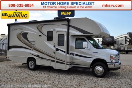 /CO 6-8-16 &lt;a href=&quot;http://www.mhsrv.com/thor-motor-coach/&quot;&gt;&lt;img src=&quot;http://www.mhsrv.com/images/sold-thor.jpg&quot; width=&quot;383&quot; height=&quot;141&quot; border=&quot;0&quot;/&gt;&lt;/a&gt;
#1 Volume Selling Motor Home Dealer in the World. MSRP $83,350. New 2016 Thor Motor Coach Chateau Class C RV Model 22B with Ford E-450 chassis, Ford Triton V-10 engine &amp; 8,000 lb. trailer hitch. This unit measures approximately 24 feet in length. Optional equipment includes the all new HD-Max exterior color, leatherette booth dinette, heated holding tanks, wheel liners, back-up monitor and an upgraded A/C. The Chateau Class C RV has an incredible list of standard features for 2016 as well including power windows and locks, power patio awning with integrated LED lighting, roof ladder, in-dash media center w/DVD/CD/AM/FM &amp; Bluetooth, deluxe exterior mirrors, bunk ladder, refrigerator, microwave, flip-up counter-top extension, large TV on swivel in cab-over, 4000 Onan generator, auto transfer switch, roof A/C, cab A/C, battery disconnect switch, auxiliary battery, gas/electric water heater and much more. For additional information, brochures, and videos please visit Motor Home Specialist at  MHSRV .com or Call 800-335-6054. At Motor Home Specialist we DO NOT charge any prep or orientation fees like you will find at other dealerships. All sale prices include a 200 point inspection, interior and exterior wash &amp; detail of vehicle, a thorough coach orientation with an MHS technician, an RV Starter&#39;s kit, a night stay in our delivery park featuring landscaped and covered pads with full hook-ups and much more. Free airport shuttle available with purchase for out-of-town buyers. Read From THOUSANDS of Testimonials at MHSRV .com and See What They Had to Say About Their Experience at Motor Home Specialist. WHY PAY MORE?...... WHY SETTLE FOR LESS? 