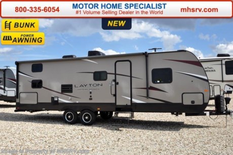 /TX 8-15-16 &lt;a href=&quot;http://www.mhsrv.com/travel-trailers/&quot;&gt;&lt;img src=&quot;http://www.mhsrv.com/images/sold-traveltrailer.jpg&quot; width=&quot;383&quot; height=&quot;141&quot; border=&quot;0&quot; /&gt;&lt;/a&gt;      Family Owned &amp; Operated. Largest Selection, Lowest Prices &amp; the Premier Service &amp; Walk-Through Process that can only be found at the #1 Volume Selling Motor Home Dealer in the World! From $10K to $2 Million... We gotcha&#39; Covered!  &lt;object width=&quot;400&quot; height=&quot;300&quot;&gt;&lt;param name=&quot;movie&quot; value=&quot;http://www.youtube.com/v/fBpsq4hH-Ws?version=3&amp;amp;hl=en_US&quot;&gt;&lt;/param&gt;&lt;param name=&quot;allowFullScreen&quot; value=&quot;true&quot;&gt;&lt;/param&gt;&lt;param name=&quot;allowscriptaccess&quot; value=&quot;always&quot;&gt;&lt;/param&gt;&lt;embed src=&quot;http://www.youtube.com/v/fBpsq4hH-Ws?version=3&amp;amp;hl=en_US&quot; type=&quot;application/x-shockwave-flash&quot; width=&quot;400&quot; height=&quot;300&quot; allowscriptaccess=&quot;always&quot; allowfullscreen=&quot;true&quot;&gt;&lt;/embed&gt;&lt;/object&gt; MSRP $36,365. The 2016 Skyline Layton Javelin Series travel trailer model 285BH is approximately 33 feet in length and features bunk beds, slide, power tongue jack, power stabilizer jacks, heated &amp; enclosed underbelly, exterior shower, aluminum wheels, electric trailer brakes and high gloss painted front fiberglass cap with LED lights. For additional coach information, brochures, window sticker, videos, photos, reviews &amp; testimonials as well as additional information about Motor Home Specialist and our manufacturers please visit us at MHSRV .com or call 800-335-6054. At Motor Home Specialist we DO NOT charge any prep or orientation fees like you will find at other dealerships. All sale prices include a 200 point inspection, interior &amp; exterior wash &amp; detail of vehicle, a thorough coach orientation with an MHS technician, an RV Starter&#39;s kit, a nights stay in our delivery park featuring landscaped and covered pads with full hook-ups and much more. WHY PAY MORE?... WHY SETTLE FOR LESS?