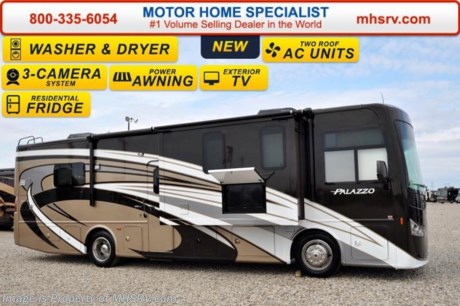 /TX 5-18-16 &lt;a href=&quot;http://www.mhsrv.com/thor-motor-coach/&quot;&gt;&lt;img src=&quot;http://www.mhsrv.com/images/sold-thor.jpg&quot; width=&quot;383&quot; height=&quot;141&quot; border=&quot;0&quot;/&gt;&lt;/a&gt;
**Price includes $5,000 Factory Rebate** Family Owned &amp; Operated and the #1 Volume Selling Motor Home Dealer in the World as well as the #1 Thor Motor Coach Dealer in the World.  &lt;object width=&quot;400&quot; height=&quot;300&quot;&gt;&lt;param name=&quot;movie&quot; value=&quot;http://www.youtube.com/v/fBpsq4hH-Ws?version=3&amp;amp;hl=en_US&quot;&gt;&lt;/param&gt;&lt;param name=&quot;allowFullScreen&quot; value=&quot;true&quot;&gt;&lt;/param&gt;&lt;param name=&quot;allowscriptaccess&quot; value=&quot;always&quot;&gt;&lt;/param&gt;&lt;embed src=&quot;http://www.youtube.com/v/fBpsq4hH-Ws?version=3&amp;amp;hl=en_US&quot; type=&quot;application/x-shockwave-flash&quot; width=&quot;400&quot; height=&quot;300&quot; allowscriptaccess=&quot;always&quot; allowfullscreen=&quot;true&quot;&gt;&lt;/embed&gt;&lt;/object&gt;   MSRP $219,750. The New 2016 Thor Motor Coach Palazzo Diesel Pusher. Model 33.4. This Diesel Pusher RV features (3) slide-out rooms including a Dream Dinette, exterior LED TV, invisible front paint protection &amp; front electric drop-down overhead bunk. The 2016 Palazzo also features a 300 HP Cummins diesel engine with 600 lbs. of torque, Freightliner XC chassis, 6000 Onan diesel generator with AGS, solid surface counters, power driver&#39;s seat, inverter, LCD TV/DVD, residential refrigerator, solid surface countertops, (2) ducted roof A/C units, 3-camera monitoring system, one piece windshield, fiberglass storage compartments, fully automatic hydraulic leveling system, automatic entry step, electric patio awning with integrated LED lighting and much more.  For additional coach information, brochures, window sticker, videos, photos, Palazzo reviews, testimonials as well as additional information about Motor Home Specialist and our manufacturers&#39; please visit us at MHSRV .com or call 800-335-6054. At Motor Home Specialist we DO NOT charge any prep or orientation fees like you will find at other dealerships. All sale prices include a 200 point inspection, interior and exterior wash &amp; detail of vehicle, a thorough coach orientation with an MHS technician, an RV Starter&#39;s kit, a night stay in our delivery park featuring landscaped and covered pads with full hook-ups and much more. Free airport shuttle available with purchase for out-of-town buyers. WHY PAY MORE?... WHY SETTLE FOR LESS?  
