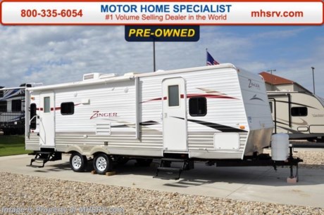 /TX 11-24-15 &lt;a href=&quot;http://www.mhsrv.com/travel-trailers/&quot;&gt;&lt;img src=&quot;http://www.mhsrv.com/images/sold-traveltrailer.jpg&quot; width=&quot;383&quot; height=&quot;141&quot; border=&quot;0&quot;/&gt;&lt;/a&gt;
Used Crossroads RV for Sale- 2011 Crossroads Zinger 26RLT is approximately 27 feet in length with a slide, power patio awning, gas/electric coach, pass-thru storage, exterior shower, roof ladder, exterior speaker, booth converts to sleeper, night shades, microwave, 3 burner range with oven, glass door shower, ducted A/C and much more. For additional information and photos please visit Motor Home Specialist at www.MHSRV .com or call 800-335-6054.