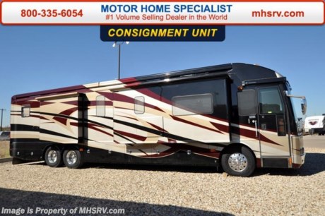 /PICKED UP 10/28/16   **Consignment** Used American Coach RV for Sale- 2007 American Coach Heritage 45E with 4 slides and 29,907 miles. This Bath &amp; &#189; RV is approximately 45 feet in length with a 500 HP engine with side radiator, Spartan raised rail chassis with IFS, tag axle, power mirrors with heat, GPS, Trip-Tek, tire monitoring system, power privacy shades, 2 setting driver memory seat, 12.5KW Onan generator with AGS, 4 power patio awnings, slide-out room toppers, Aqua Hot, 50 amp power cord reel, pass-thru storage with side swing baggage doors, full &amp; half length slide-out cargo trays, keyless entry, aluminum wheels, power water hose reel, exterior shower, solar panel, fiberglass roof with ladder, automatic air &amp; hydraulic leveling systems, 3 camera monitoring, exterior entertainment center, 2 inverters, ceramic tile floors, multi-plex lighting, 2 leather sofas with sleepers, dual pane windows, power shades, ceiling fan, convection microwave, solid surface counter, residential refrigerator, glass door shower, king dual sleep number mattress, 3 ducted A/Cs, 3 LCD TVs and much more. For additional information and photos please visit Motor Home Specialist at www.MHSRV .com or call 800-335-6054.